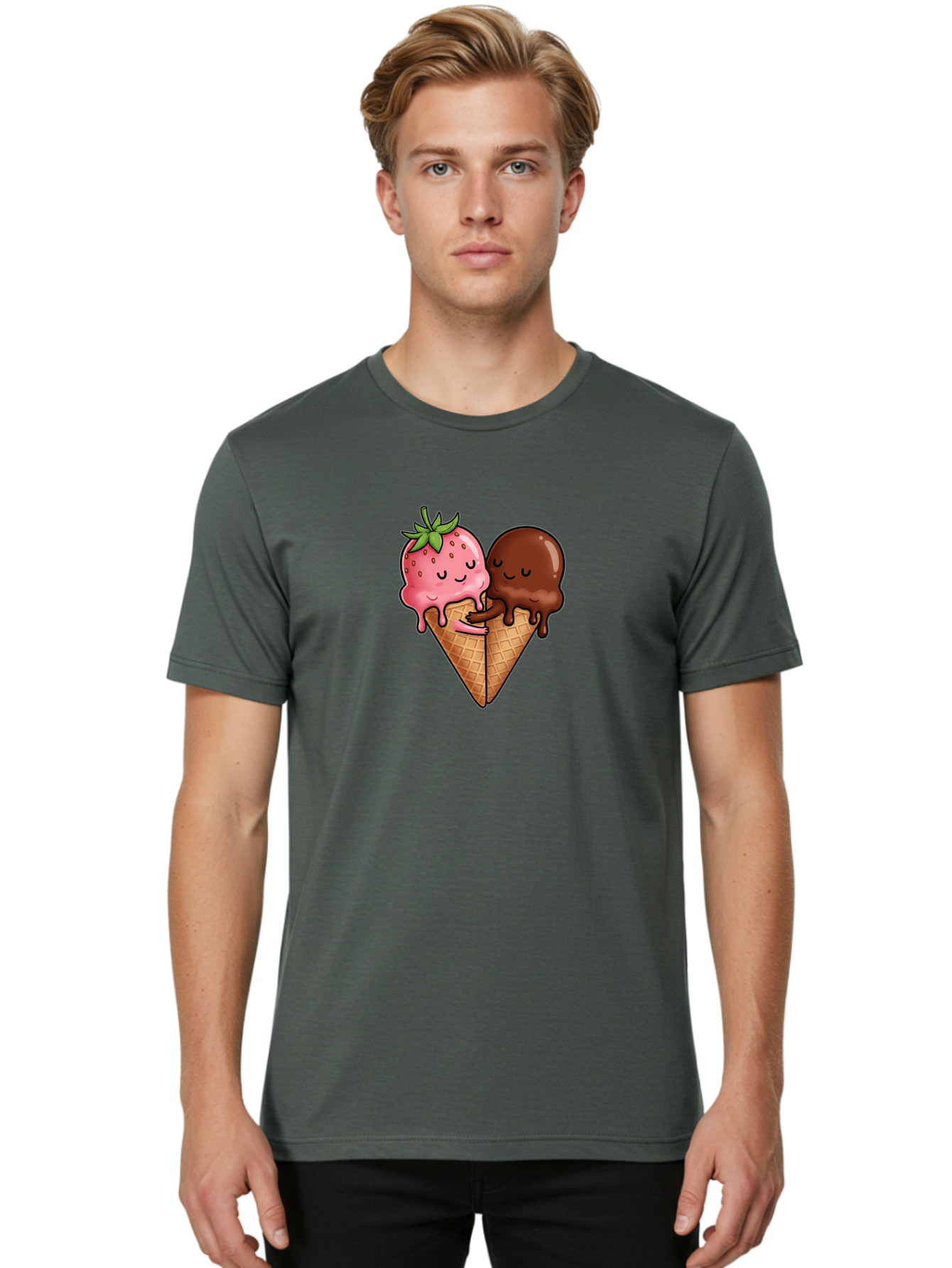 Strawberry-Chocolate-Ice-Cream Men'S Graphic Tee, 100% Cotton, Comfortable Casual Summer Wear, Machine Washable, Vintage Camera, Old Camera, Antique Camera, Black Camera, Classic Photography, Photography Equipment, Nostalgic Device, Baj799
