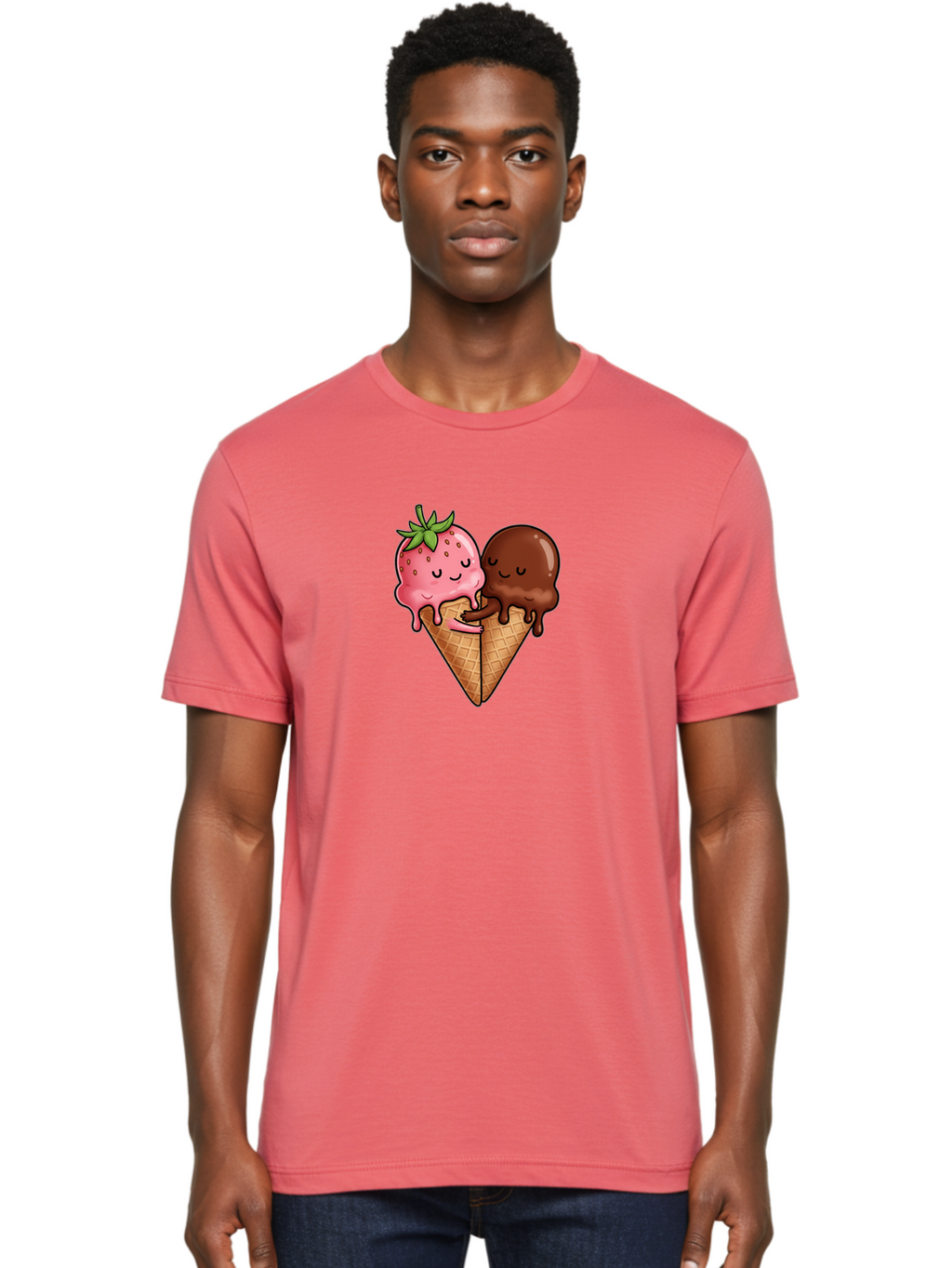 Strawberry-Chocolate-Ice-Cream Men'S Graphic Tee, 100% Cotton, Comfortable Casual Summer Wear, Machine Washable, Vintage Camera, Old Camera, Antique Camera, Black Camera, Classic Photography, Photography Equipment, Nostalgic Device, Baj799