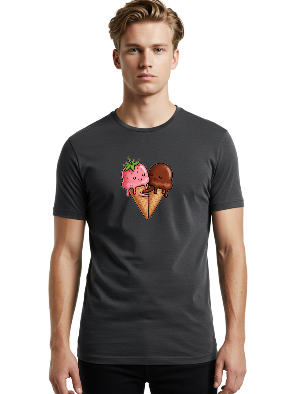 Strawberry-Chocolate-Ice-Cream Men'S Graphic Tee, 100% Cotton, Comfortable Casual Summer Wear, Machine Washable, Vintage Camera, Old Camera, Antique Camera, Black Camera, Classic Photography, Photography Equipment, Nostalgic Device, Baj799