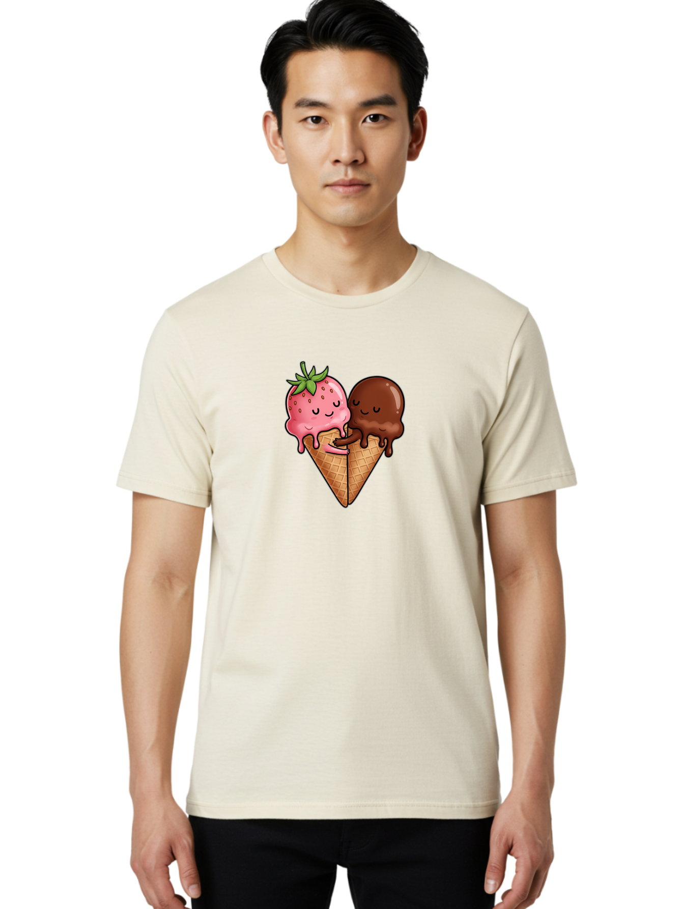 Strawberry-Chocolate-Ice-Cream Men'S Graphic Tee, 100% Cotton, Comfortable Casual Summer Wear, Machine Washable, Vintage Camera, Old Camera, Antique Camera, Black Camera, Classic Photography, Photography Equipment, Nostalgic Device, Baj799
