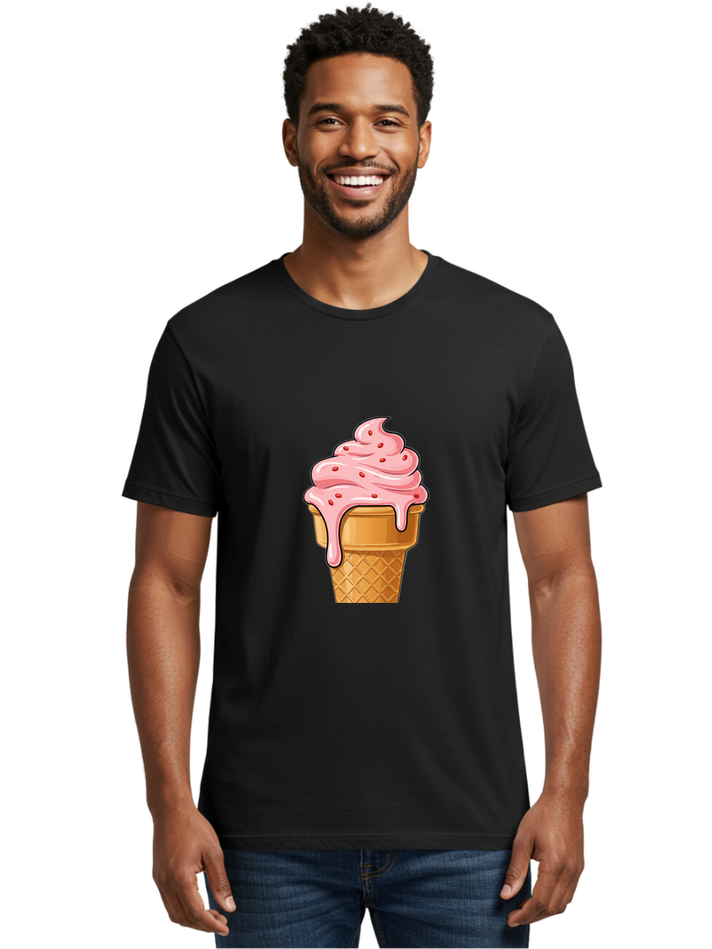 Strawberry-Ice-Cream-Cone Men'S Graphic Tee, 100% Cotton, Comfortable Casual Summer Wear, Machine Washable, Vintage Camera, Old Camera, Antique Camera, Black Camera, Classic Photography, Photography Equipment, Nostalgic Device, Film Camera, Baj802