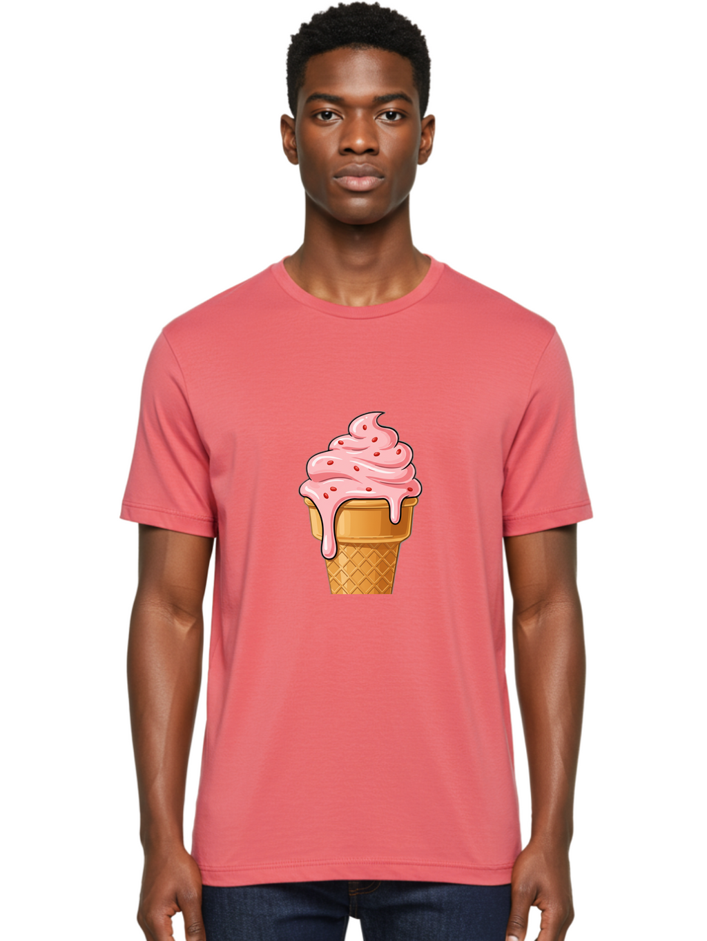 Strawberry-Ice-Cream-Cone Men'S Graphic Tee, 100% Cotton, Comfortable Casual Summer Wear, Machine Washable, Vintage Camera, Old Camera, Antique Camera, Black Camera, Classic Photography, Photography Equipment, Nostalgic Device, Film Camera, Baj802
