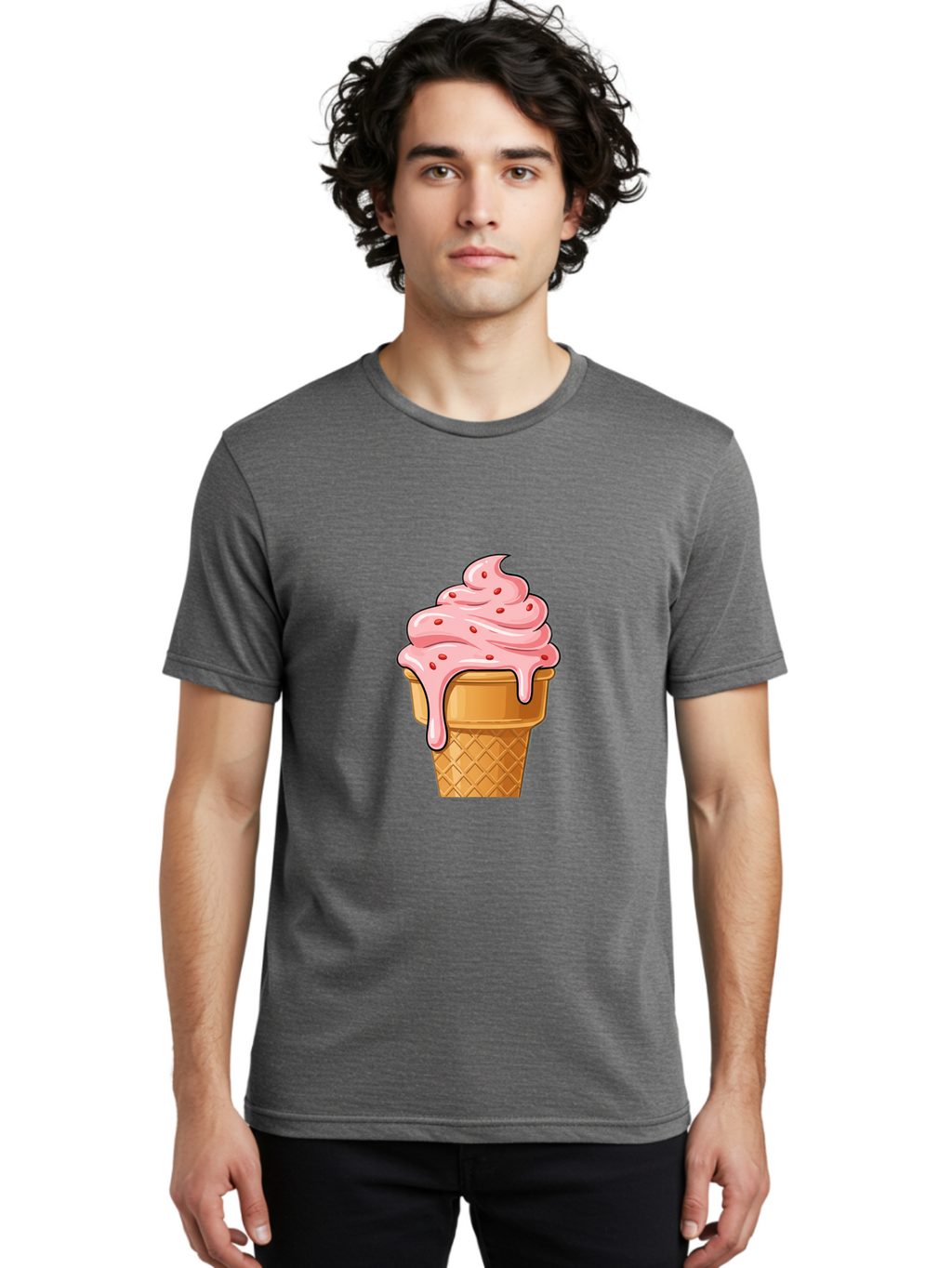 Strawberry-Ice-Cream-Cone Men'S Graphic Tee, 100% Cotton, Comfortable Casual Summer Wear, Machine Washable, Vintage Camera, Old Camera, Antique Camera, Black Camera, Classic Photography, Photography Equipment, Nostalgic Device, Film Camera, Baj802