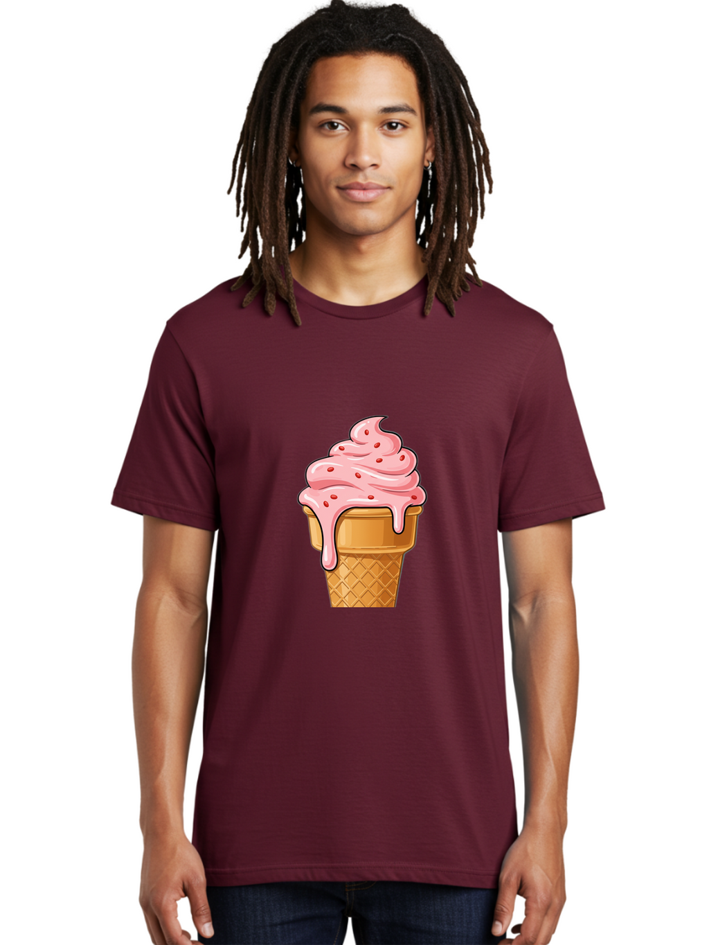 Strawberry-Ice-Cream-Cone Men'S Graphic Tee, 100% Cotton, Comfortable Casual Summer Wear, Machine Washable, Vintage Camera, Old Camera, Antique Camera, Black Camera, Classic Photography, Photography Equipment, Nostalgic Device, Film Camera, Baj802