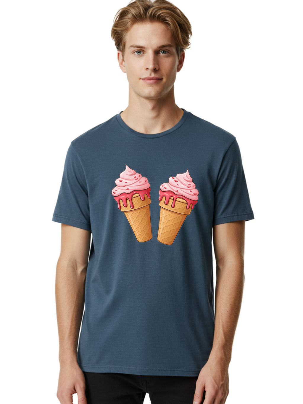 Strawberry-Ice-Cream-Cones-1 Men'S Graphic Tee, 100% Cotton, Comfortable Casual Summer Wear, Machine Washable, Vintage Camera, Old Camera, Antique Camera, Black Camera, Classic Photography, Photography Equipment, Nostalgic Device, Film Camera, Baj803