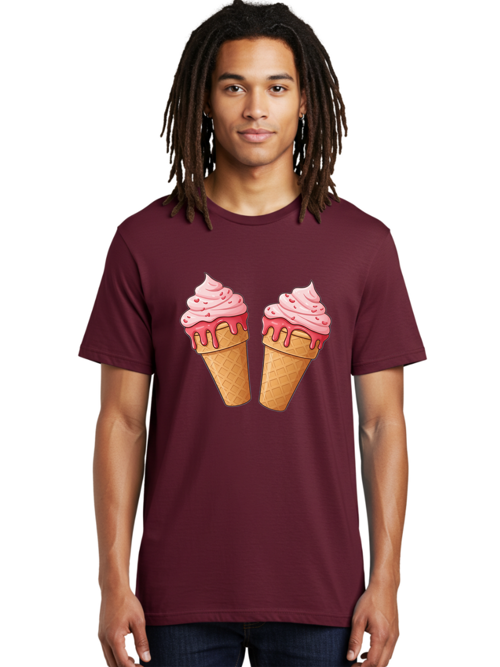 Strawberry-Ice-Cream-Cones-1 Men'S Graphic Tee, 100% Cotton, Comfortable Casual Summer Wear, Machine Washable, Vintage Camera, Old Camera, Antique Camera, Black Camera, Classic Photography, Photography Equipment, Nostalgic Device, Film Camera, Baj803