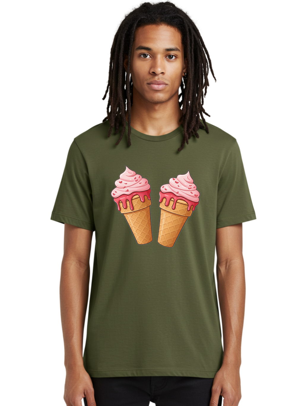 Strawberry-Ice-Cream-Cones-1 Men'S Graphic Tee, 100% Cotton, Comfortable Casual Summer Wear, Machine Washable, Vintage Camera, Old Camera, Antique Camera, Black Camera, Classic Photography, Photography Equipment, Nostalgic Device, Film Camera, Baj803