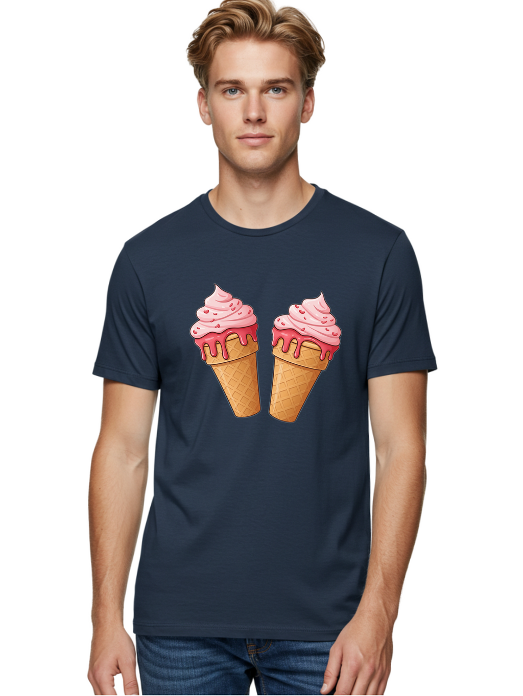 Strawberry-Ice-Cream-Cones-1 Men'S Graphic Tee, 100% Cotton, Comfortable Casual Summer Wear, Machine Washable, Vintage Camera, Old Camera, Antique Camera, Black Camera, Classic Photography, Photography Equipment, Nostalgic Device, Film Camera, Baj803