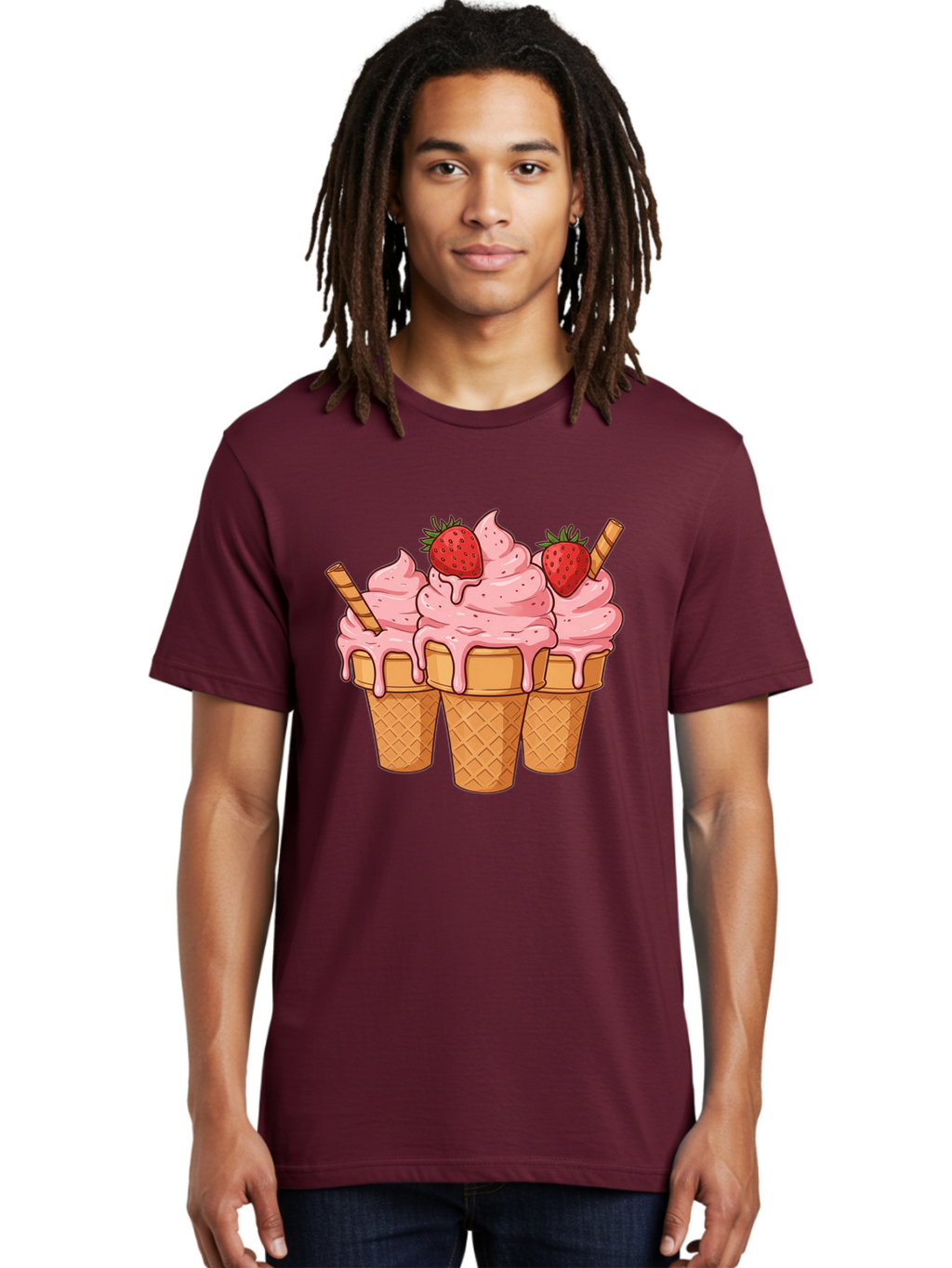 Strawberry-Ice-Cream-Cones Men'S Graphic Tee, 100% Cotton, Comfortable Casual Summer Wear, Machine Washable, Vintage Camera, Old Camera, Antique Camera, Black Camera, Classic Photography, Photography Equipment, Nostalgic Device, Film Camera, Baj806