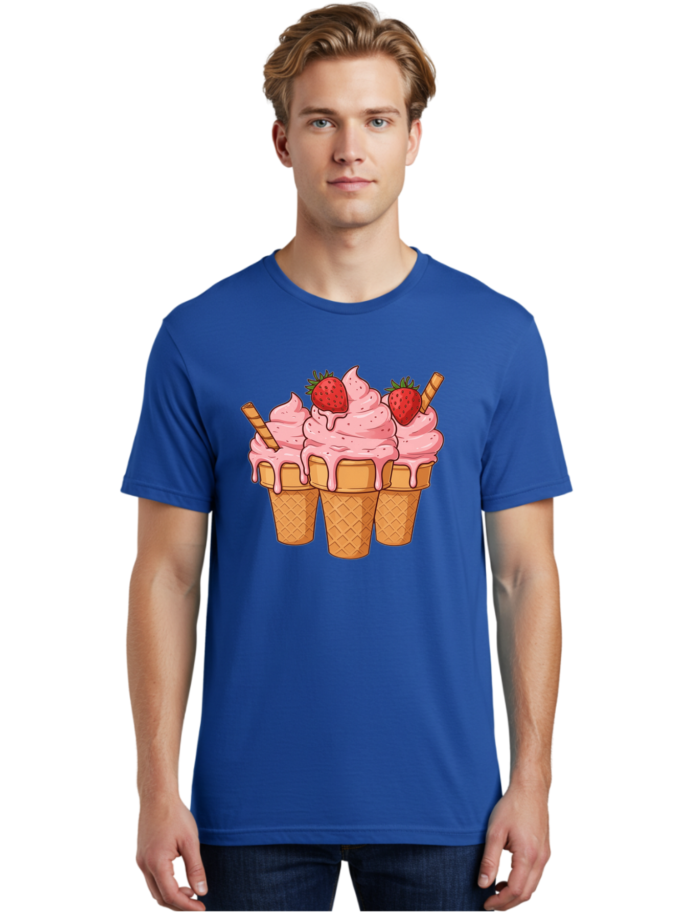 Strawberry-Ice-Cream-Cones Men'S Graphic Tee, 100% Cotton, Comfortable Casual Summer Wear, Machine Washable, Vintage Camera, Old Camera, Antique Camera, Black Camera, Classic Photography, Photography Equipment, Nostalgic Device, Film Camera, Baj806