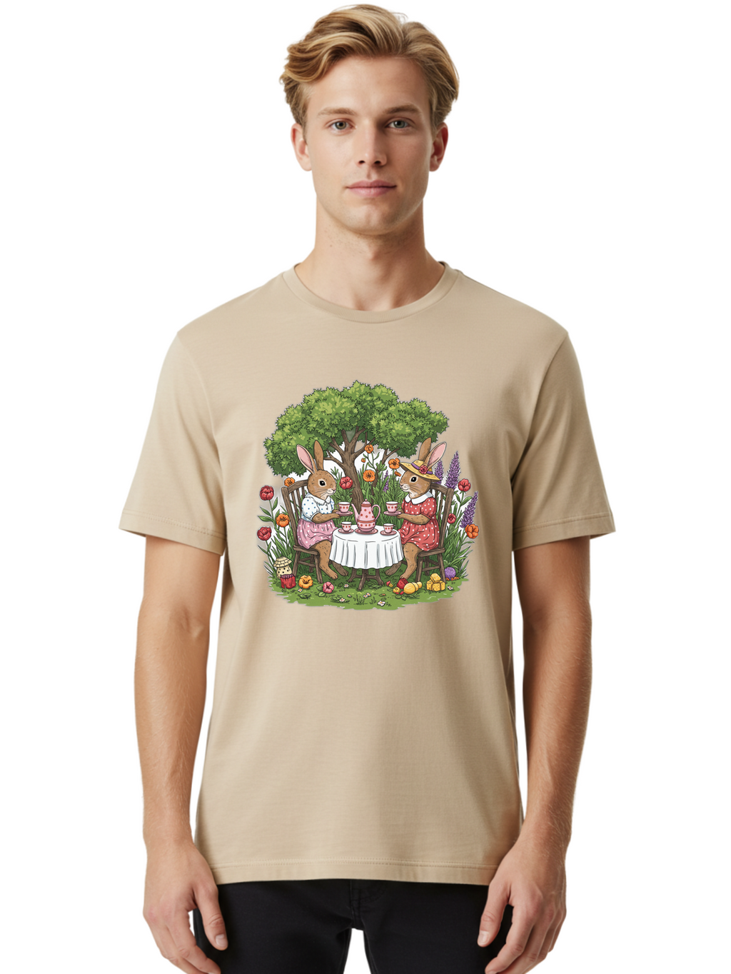 Tea-Party-Rabbits Men'S Graphic Tee, 100% Cotton, Comfortable Casual Summer Wear, Machine Washable, Vintage Camera, Old Camera, Antique Camera, Black Camera, Classic Photography, Photography Equipment, Nostalgic Device, Film Camera, Camera Art Baj813