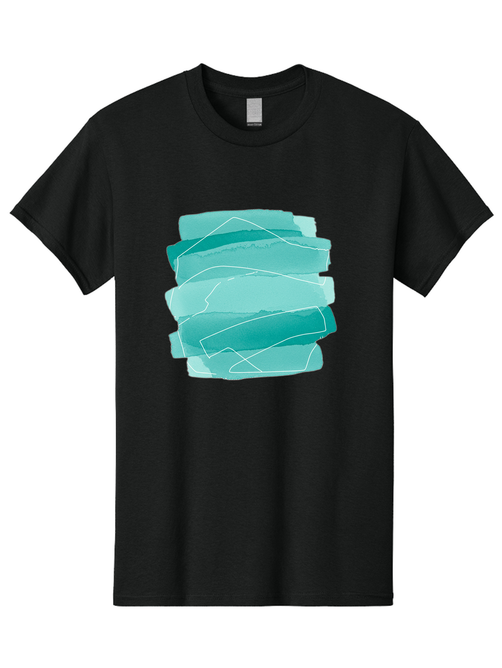 Teal-Brush-Strokes Men'S Graphic Tee, 100% Cotton, Comfortable Casual Summer Wear, Machine Washable, Vintage Camera, Old Camera, Antique Camera, Black Camera, Classic Photography, Photography Equipment, Nostalgic Device, Film Camera, Baj818