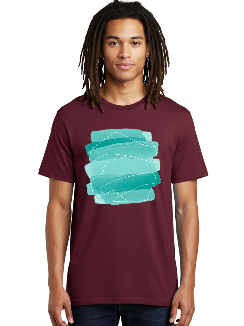 Teal-Brush-Strokes Men'S Graphic Tee, 100% Cotton, Comfortable Casual Summer Wear, Machine Washable, Vintage Camera, Old Camera, Antique Camera, Black Camera, Classic Photography, Photography Equipment, Nostalgic Device, Film Camera, Baj818