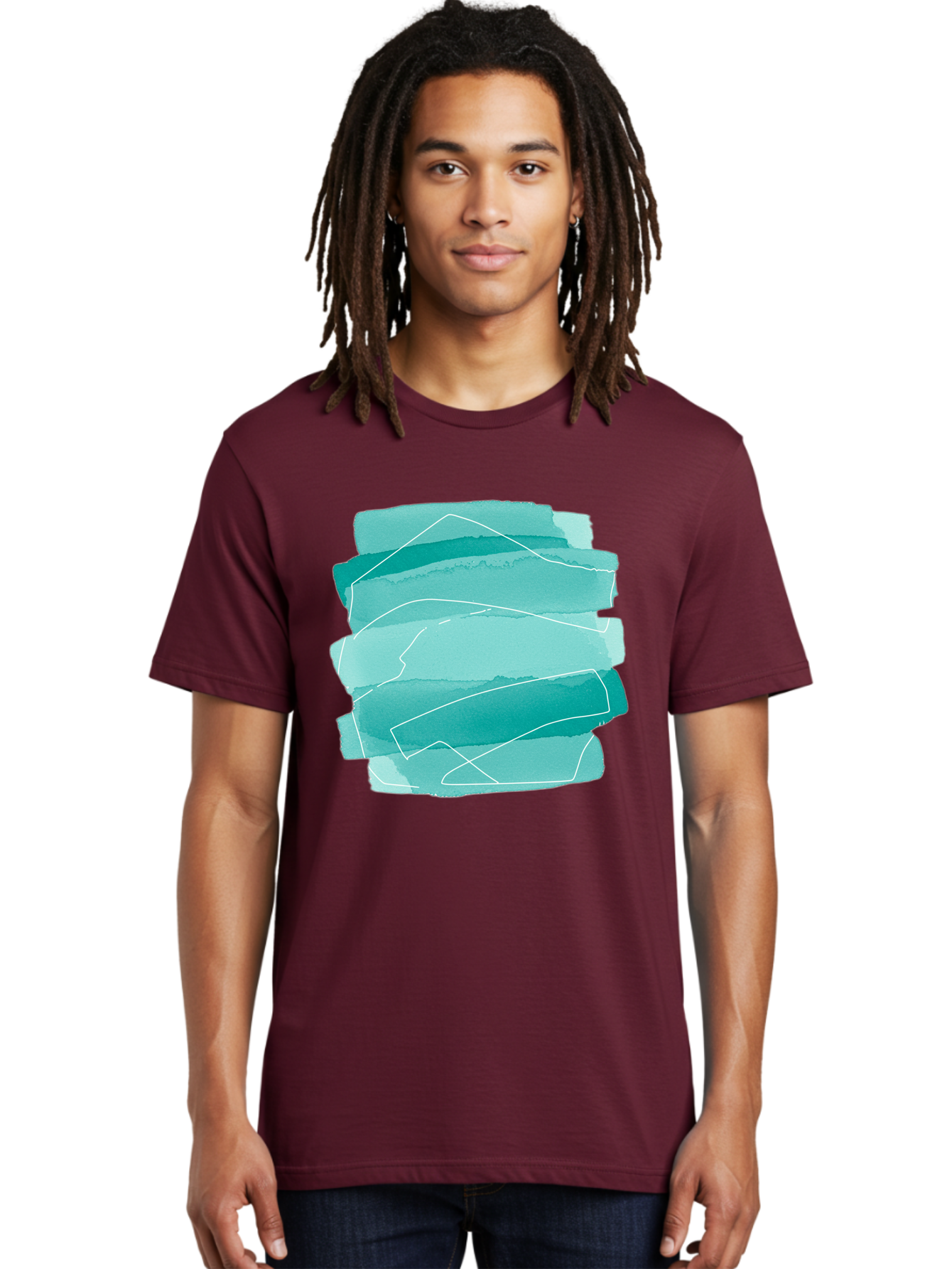 Teal-Brush-Strokes Men'S Graphic Tee, 100% Cotton, Comfortable Casual Summer Wear, Machine Washable, Vintage Camera, Old Camera, Antique Camera, Black Camera, Classic Photography, Photography Equipment, Nostalgic Device, Film Camera, Baj818