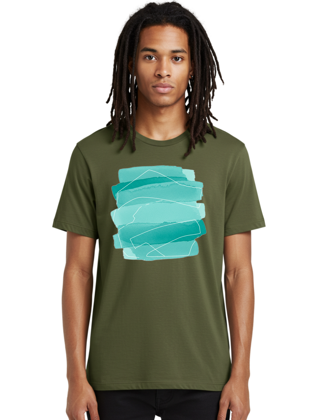 Teal-Brush-Strokes Men'S Graphic Tee, 100% Cotton, Comfortable Casual Summer Wear, Machine Washable, Vintage Camera, Old Camera, Antique Camera, Black Camera, Classic Photography, Photography Equipment, Nostalgic Device, Film Camera, Baj818
