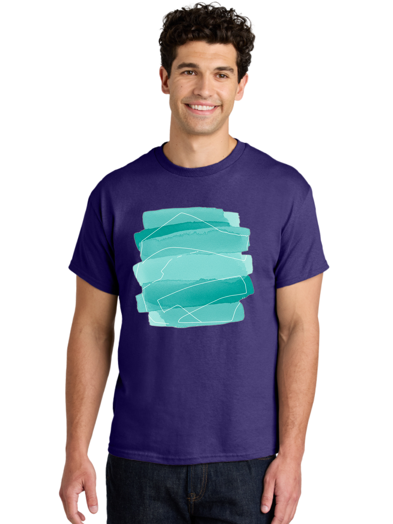 Teal-Brush-Strokes Men'S Graphic Tee, 100% Cotton, Comfortable Casual Summer Wear, Machine Washable, Vintage Camera, Old Camera, Antique Camera, Black Camera, Classic Photography, Photography Equipment, Nostalgic Device, Film Camera, Baj818