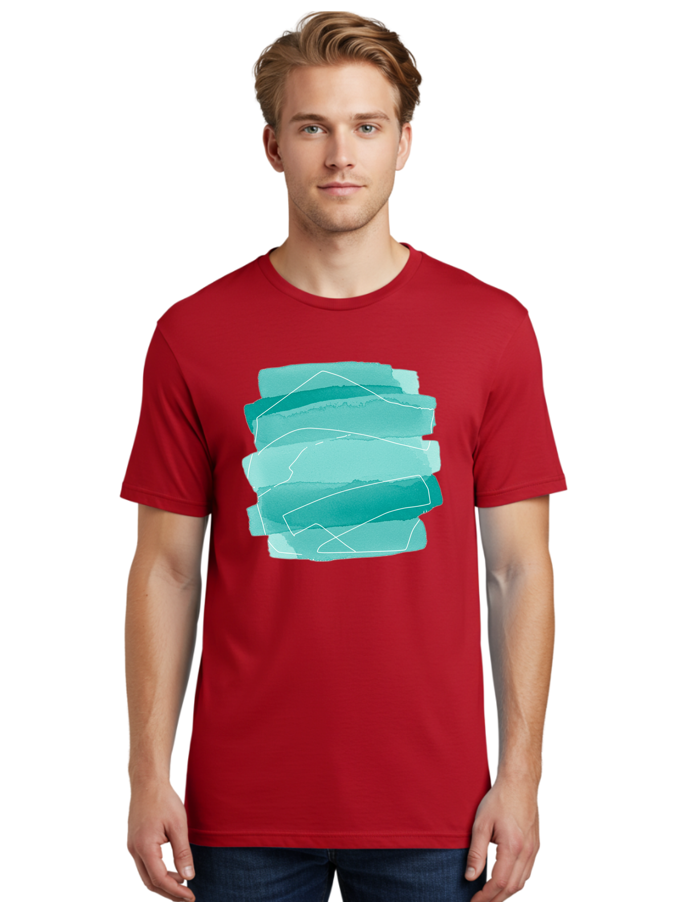 Teal-Brush-Strokes Men'S Graphic Tee, 100% Cotton, Comfortable Casual Summer Wear, Machine Washable, Vintage Camera, Old Camera, Antique Camera, Black Camera, Classic Photography, Photography Equipment, Nostalgic Device, Film Camera, Baj818