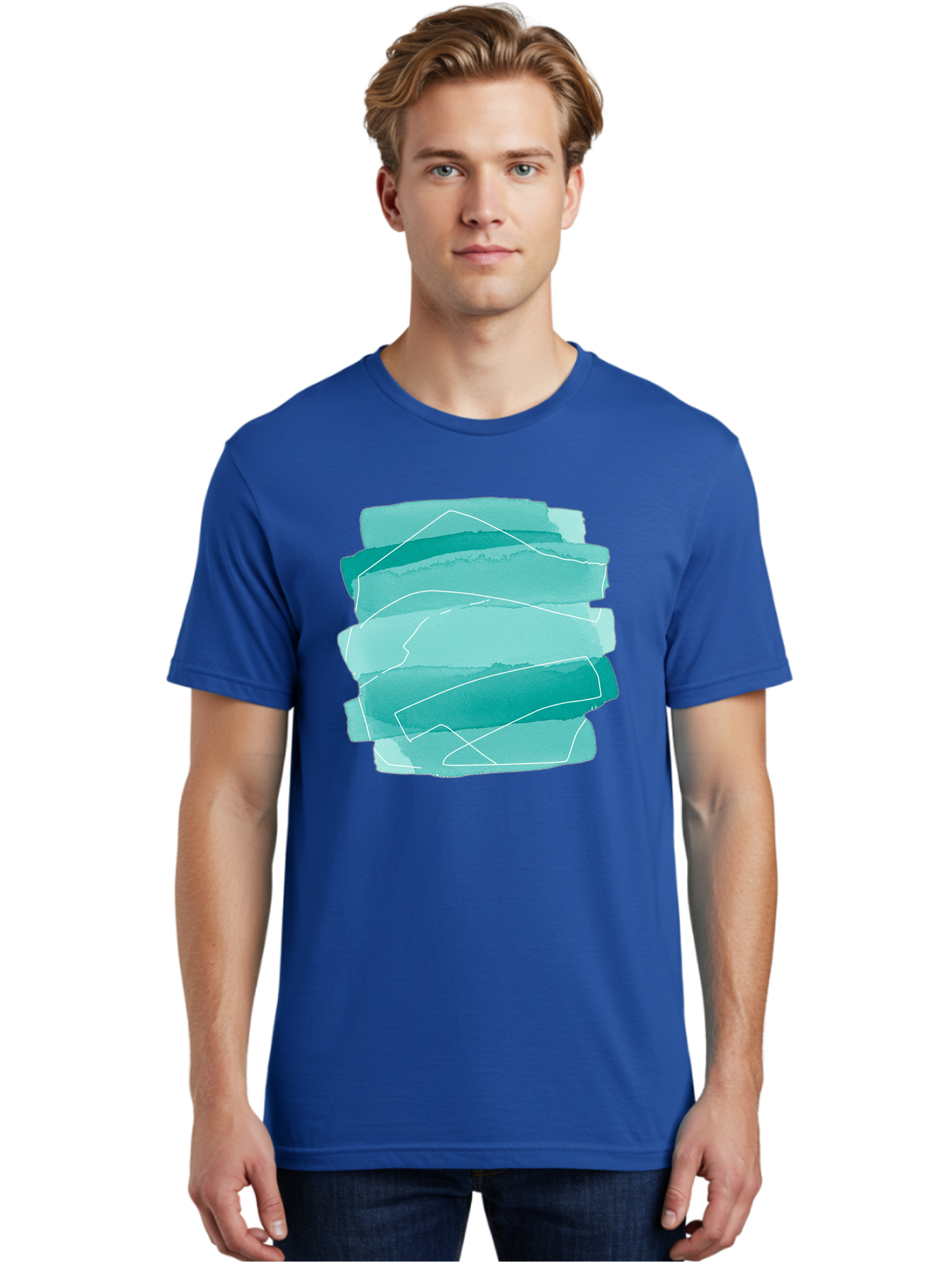 Teal-Brush-Strokes Men'S Graphic Tee, 100% Cotton, Comfortable Casual Summer Wear, Machine Washable, Vintage Camera, Old Camera, Antique Camera, Black Camera, Classic Photography, Photography Equipment, Nostalgic Device, Film Camera, Baj818