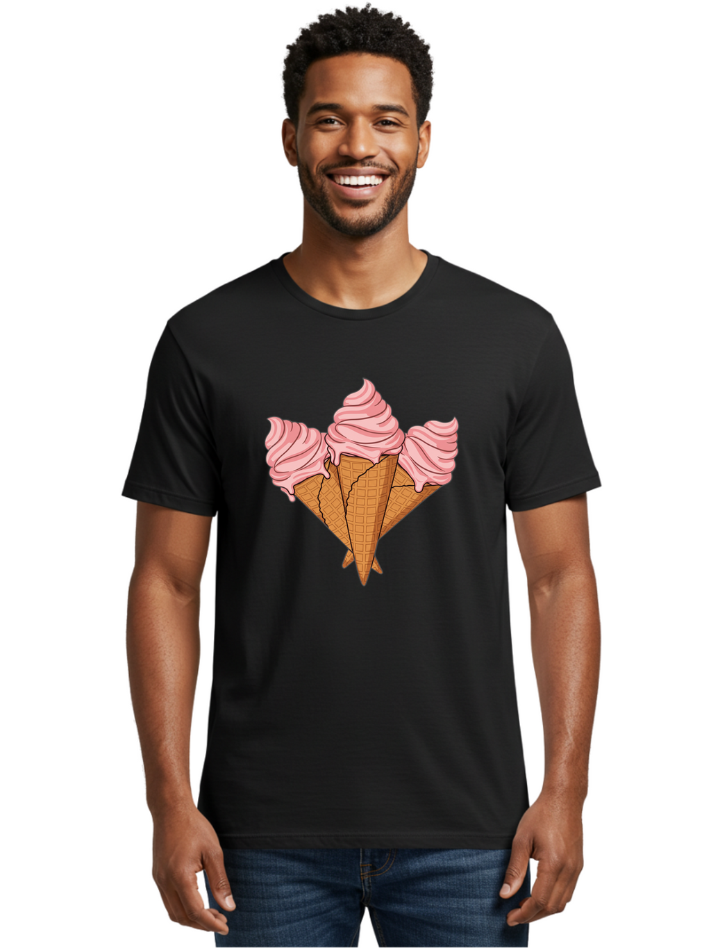 Three-Ice-Cream-Cones Men'S Graphic Tee, 100% Cotton, Comfortable Casual Summer Wear, Machine Washable, Vintage Camera, Old Camera, Antique Camera, Black Camera, Classic Photography, Photography Equipment, Nostalgic Device, Film Camera, Baj820