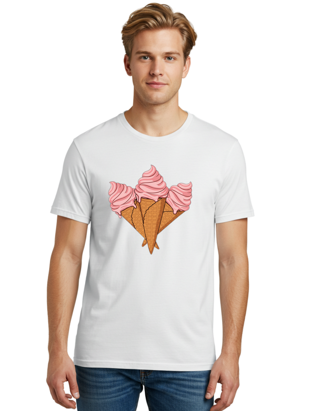 Three-Ice-Cream-Cones Men'S Graphic Tee, 100% Cotton, Comfortable Casual Summer Wear, Machine Washable, Vintage Camera, Old Camera, Antique Camera, Black Camera, Classic Photography, Photography Equipment, Nostalgic Device, Film Camera, Baj820