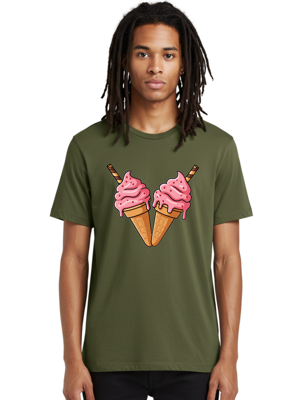 Twin-Ice-Cream-Cones Men'S Graphic Tee, 100% Cotton, Comfortable Casual Summer Wear, Machine Washable, Vintage Camera, Old Camera, Antique Camera, Black Camera, Classic Photography, Photography Equipment, Nostalgic Device, Film Camera, Baj830