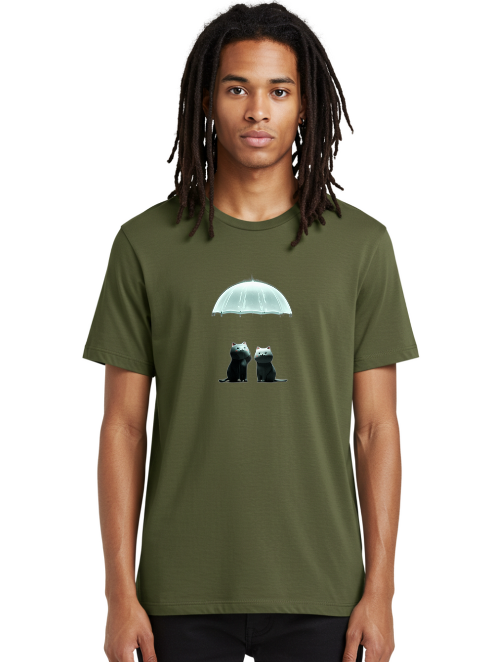 Two-Black-Cats-Under-Umbrella Men'S Graphic Tee, 100% Cotton, Comfortable Casual Summer Wear, Machine Washable, Vintage Camera, Old Camera, Antique Camera, Black Camera, Classic Photography, Photography Equipment, Nostalgic Device, Baj831