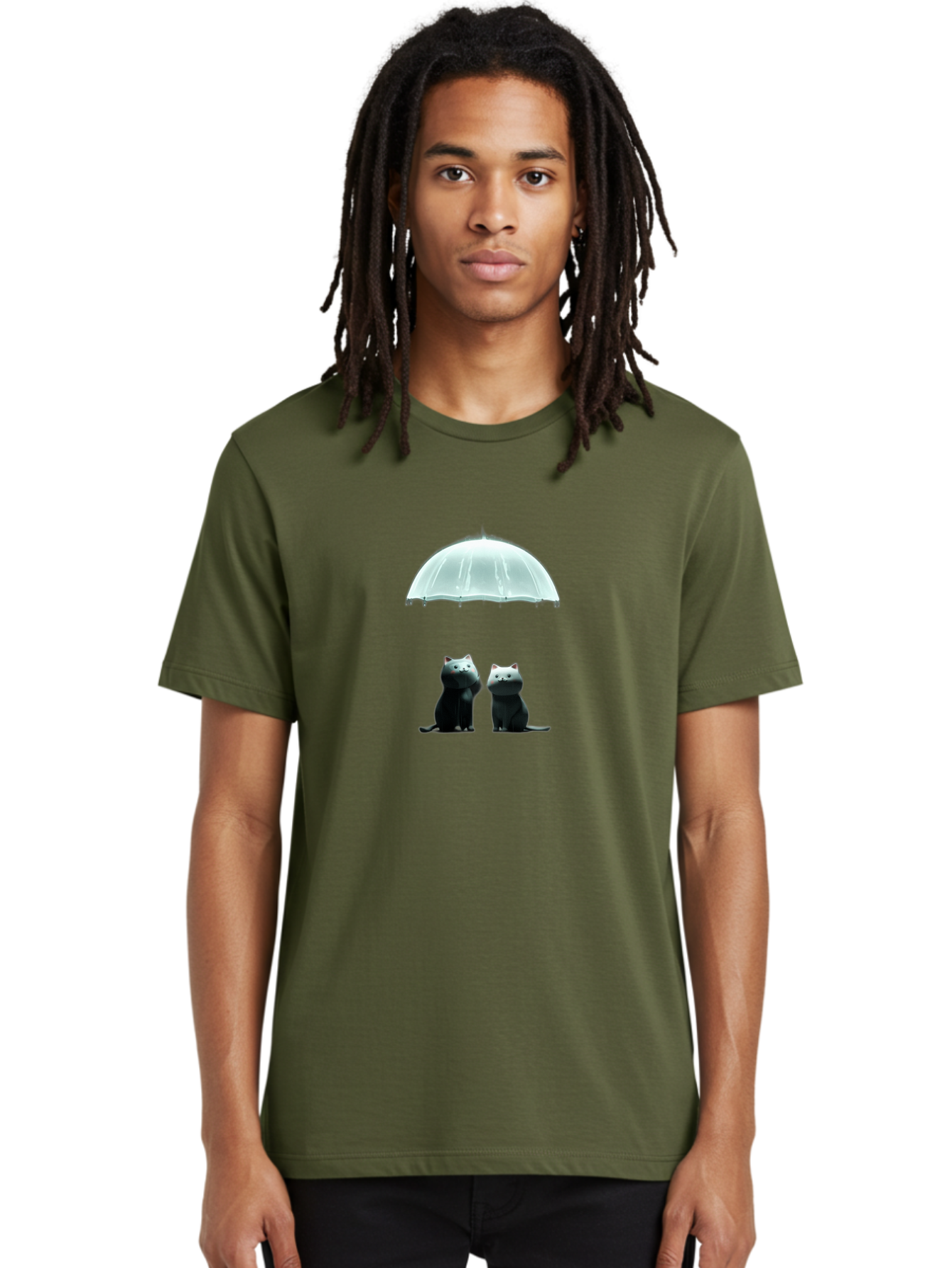 Two-Black-Cats-Under-Umbrella Men'S Graphic Tee, 100% Cotton, Comfortable Casual Summer Wear, Machine Washable, Vintage Camera, Old Camera, Antique Camera, Black Camera, Classic Photography, Photography Equipment, Nostalgic Device, Baj831