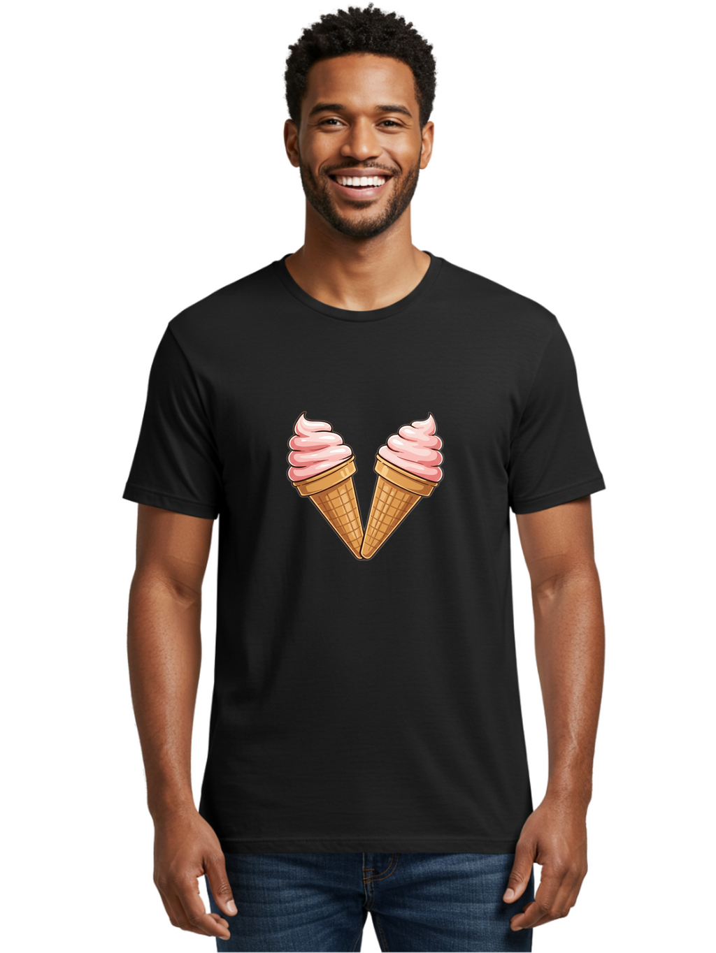 Two-Ice-Cream-Cones Men'S Graphic Tee, 100% Cotton, Comfortable Casual Summer Wear, Machine Washable, Vintage Camera, Old Camera, Antique Camera, Black Camera, Classic Photography, Photography Equipment, Nostalgic Device, Film Camera, Baj833