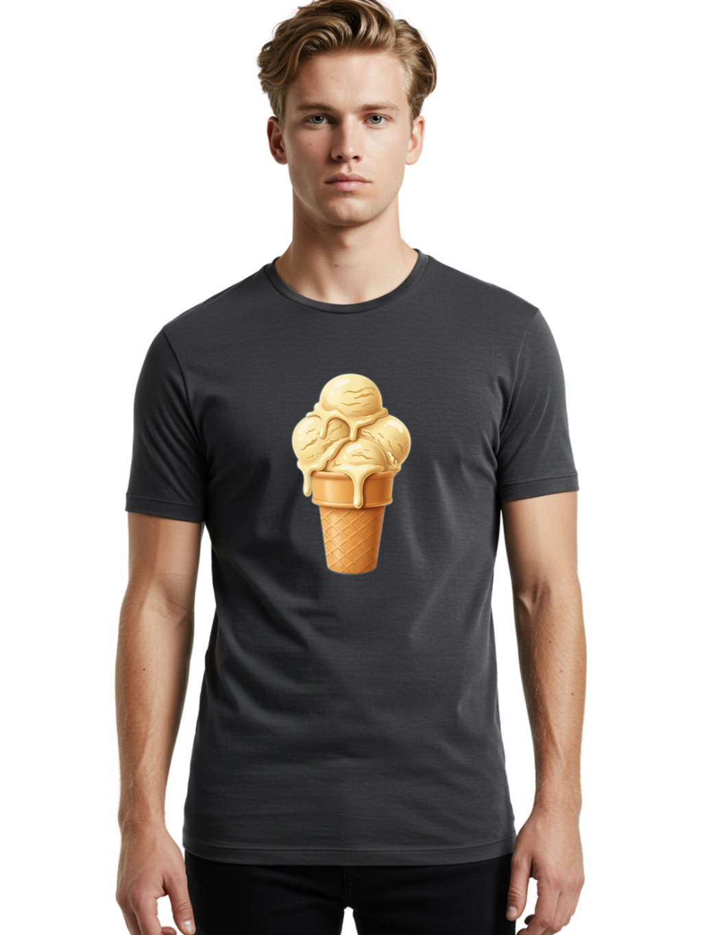 Vanilla-Ice-Cream Men'S Graphic Tee, 100% Cotton, Comfortable Casual Summer Wear, Machine Washable, Vintage Camera, Old Camera, Antique Camera, Black Camera, Classic Photography, Photography Equipment, Nostalgic Device, Film Camera, Camera Art Baj836