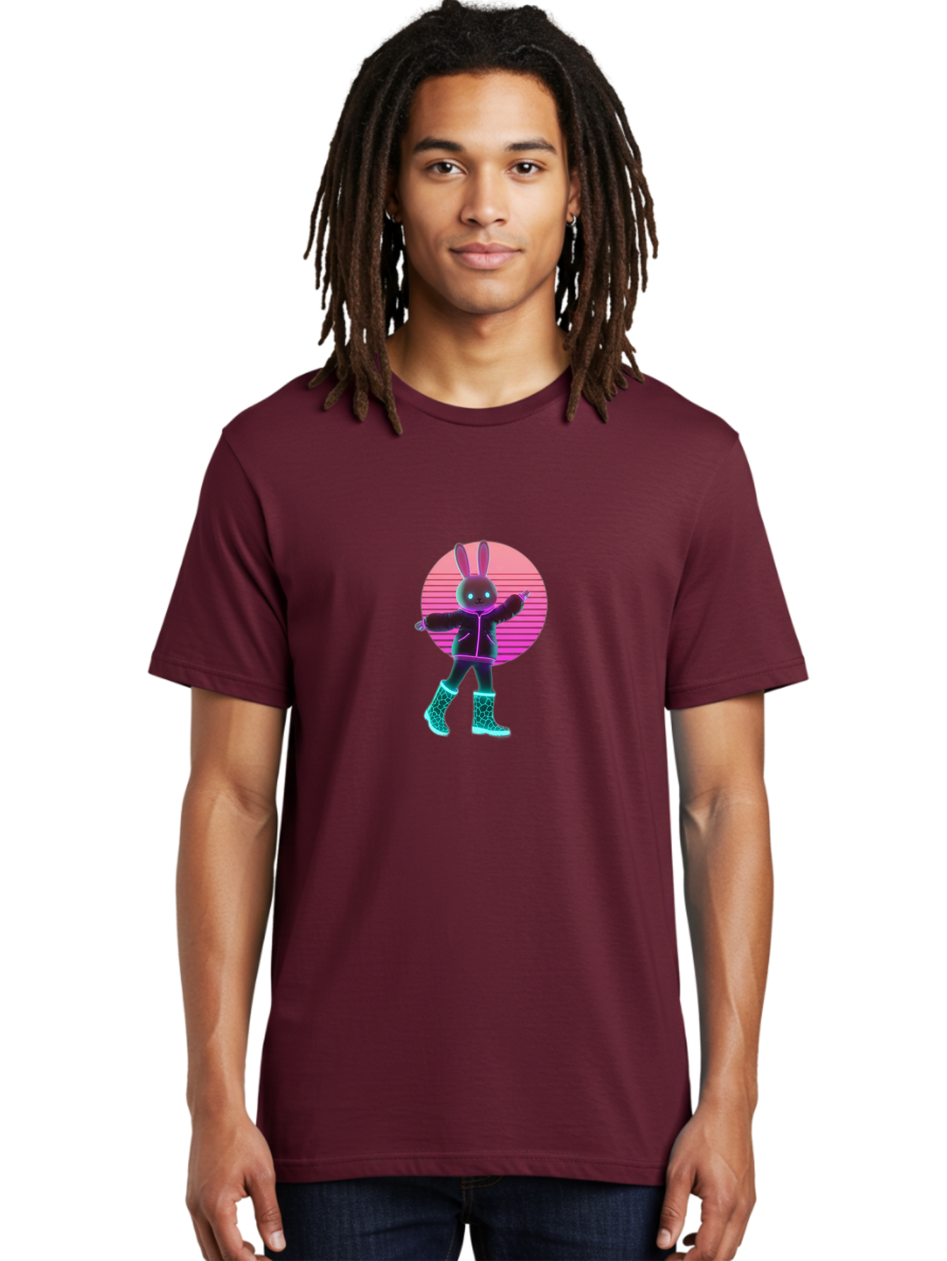 Vaporwave-Bunny Men'S Graphic Tee, 100% Cotton, Comfortable Casual Summer Wear, Machine Washable, Vintage Camera, Old Camera, Antique Camera, Black Camera, Classic Photography, Photography Equipment, Nostalgic Device, Film Camera, Camera Art Baj837