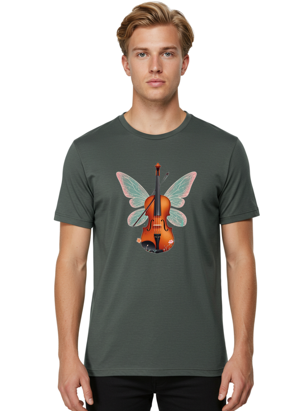 Violin-Butterfly Men'S Graphic Tee, 100% Cotton, Comfortable Casual Summer Wear, Machine Washable, Vintage Camera, Old Camera, Antique Camera, Black Camera, Classic Photography, Photography Equipment, Nostalgic Device, Film Camera, Camera Art Baj847