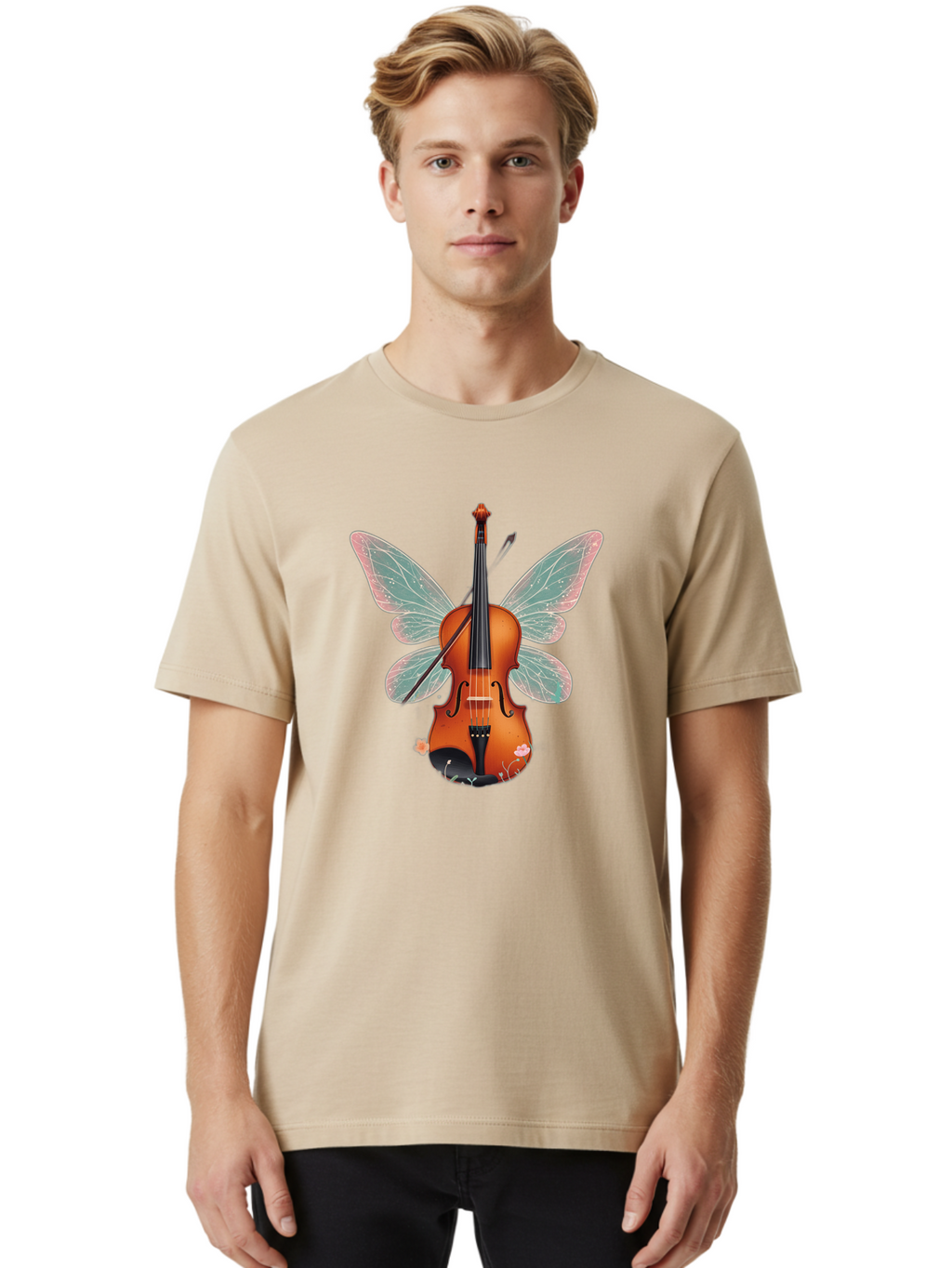 Violin-Butterfly Men'S Graphic Tee, 100% Cotton, Comfortable Casual Summer Wear, Machine Washable, Vintage Camera, Old Camera, Antique Camera, Black Camera, Classic Photography, Photography Equipment, Nostalgic Device, Film Camera, Camera Art Baj847