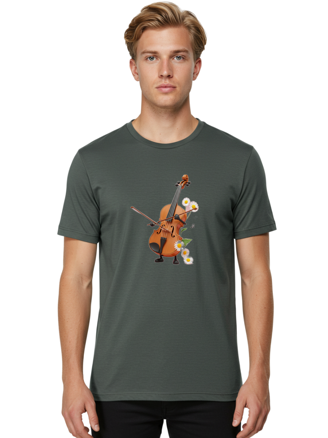Violin-Character Men'S Graphic Tee, 100% Cotton, Comfortable Casual Summer Wear, Machine Washable, Vintage Camera, Old Camera, Antique Camera, Black Camera, Classic Photography, Photography Equipment, Nostalgic Device, Film Camera, Camera Art Baj848