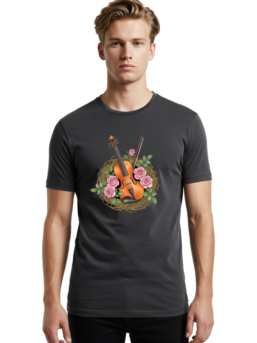 Violin-In-Nest Men'S Graphic Tee, 100% Cotton, Comfortable Casual Summer Wear, Machine Washable, Vintage Camera, Old Camera, Antique Camera, Black Camera, Classic Photography, Photography Equipment, Nostalgic Device, Film Camera, Camera Art Baj850