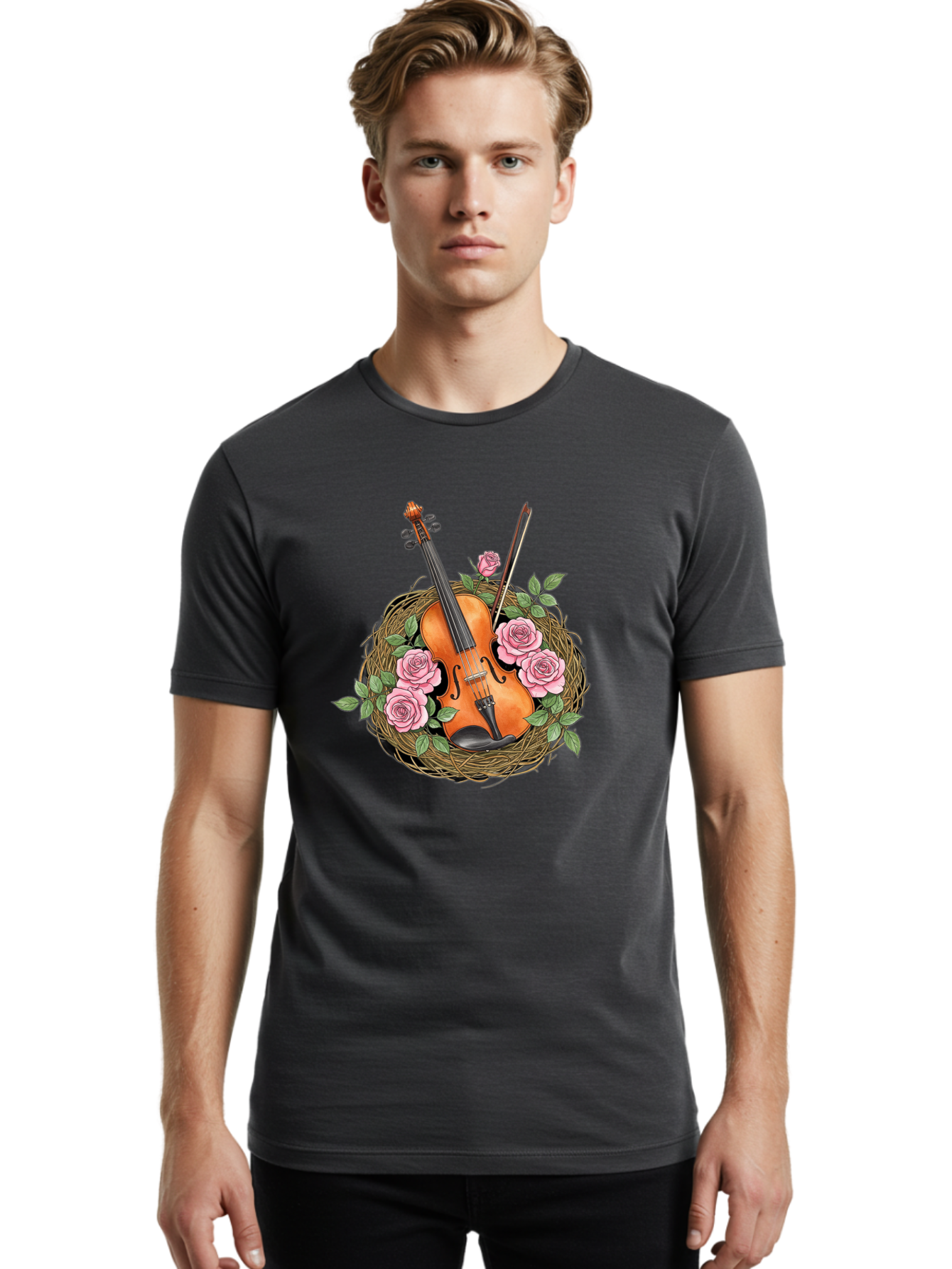 Violin-In-Nest Men'S Graphic Tee, 100% Cotton, Comfortable Casual Summer Wear, Machine Washable, Vintage Camera, Old Camera, Antique Camera, Black Camera, Classic Photography, Photography Equipment, Nostalgic Device, Film Camera, Camera Art Baj850