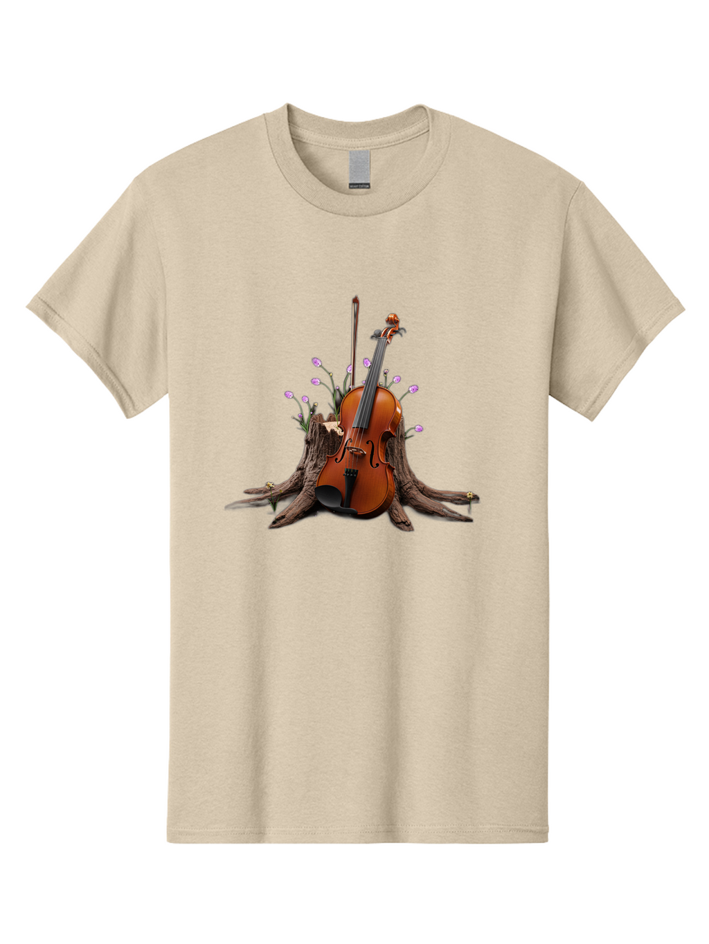 Violin-On-Tree-Stump-3 Men'S Graphic Tee, 100% Cotton, Comfortable Casual Summer Wear, Machine Washable, Vintage Camera, Old Camera, Antique Camera, Black Camera, Classic Photography, Photography Equipment, Nostalgic Device, Film Camera, Baj853