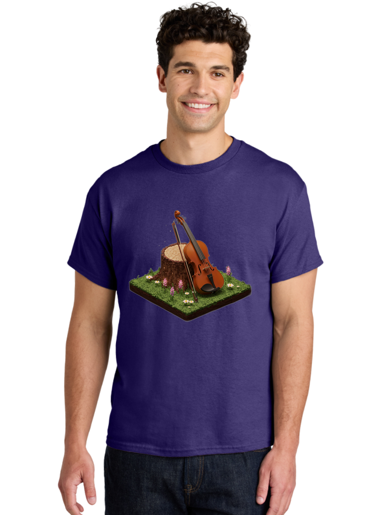 Violin-On-Tree-Stump-4 Men'S Graphic Tee, 100% Cotton, Comfortable Casual Summer Wear, Machine Washable, Vintage Camera, Old Camera, Antique Camera, Black Camera, Classic Photography, Photography Equipment, Nostalgic Device, Film Camera, Baj854