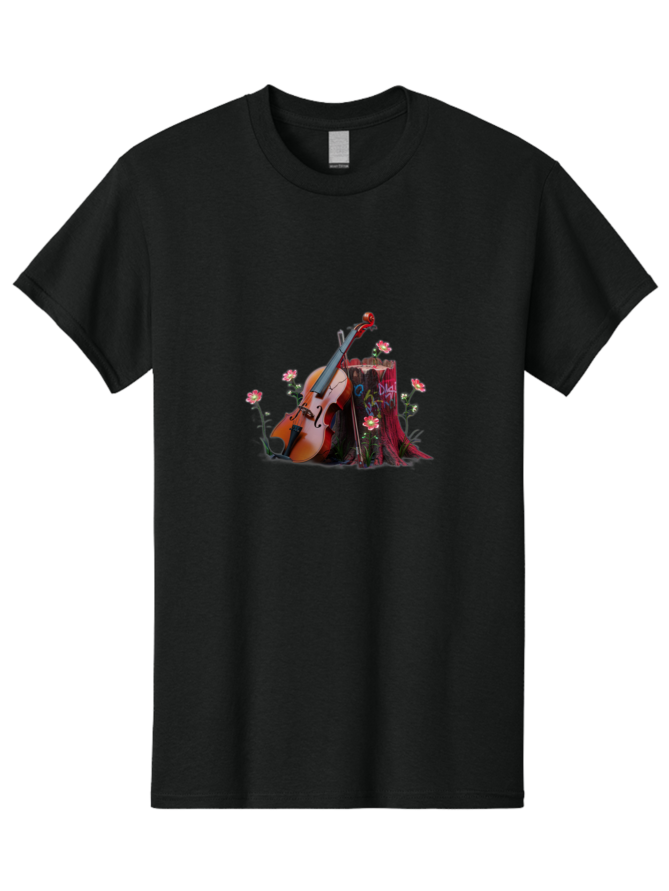 Violin-On-Tree-Stump-5 Men'S Graphic Tee, 100% Cotton, Comfortable Casual Summer Wear, Machine Washable, Vintage Camera, Old Camera, Antique Camera, Black Camera, Classic Photography, Photography Equipment, Nostalgic Device, Film Camera, Baj855