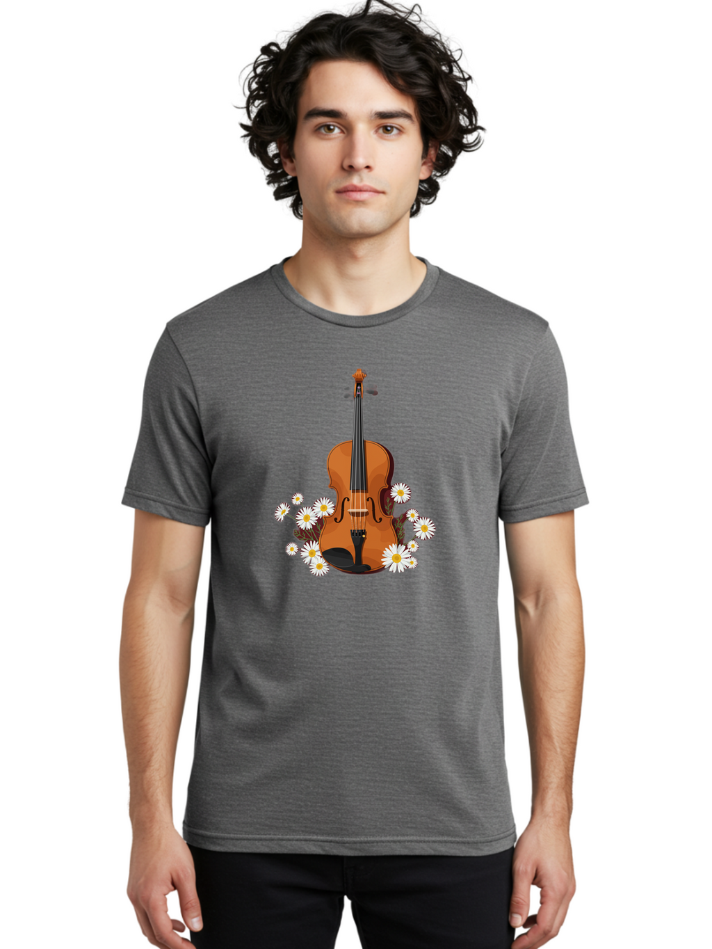 Violin-With-Daisies Men'S Graphic Tee, 100% Cotton, Comfortable Casual Summer Wear, Machine Washable, Vintage Camera, Old Camera, Antique Camera, Black Camera, Classic Photography, Photography Equipment, Nostalgic Device, Film Camera, Baj860