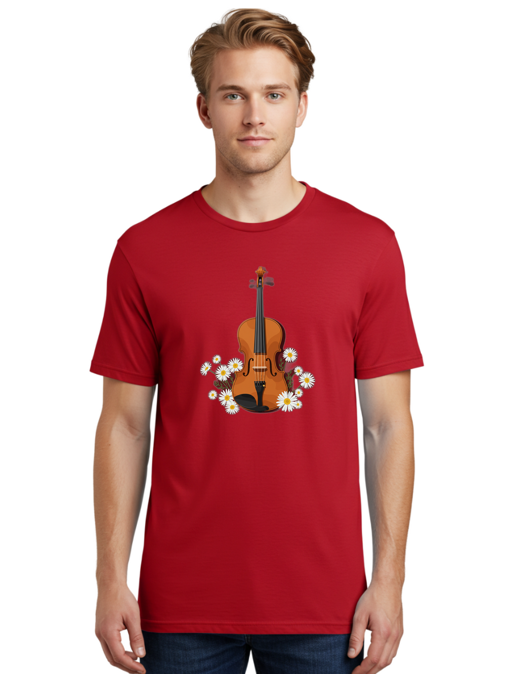 Violin-With-Daisies Men'S Graphic Tee, 100% Cotton, Comfortable Casual Summer Wear, Machine Washable, Vintage Camera, Old Camera, Antique Camera, Black Camera, Classic Photography, Photography Equipment, Nostalgic Device, Film Camera, Baj860