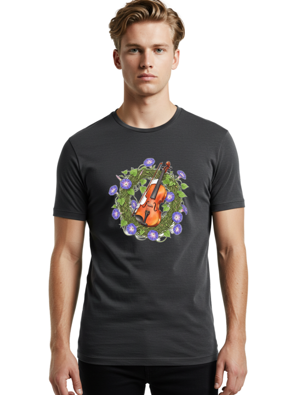 Violin-Wreath Men'S Graphic Tee, 100% Cotton, Comfortable Casual Summer Wear, Machine Washable, Vintage Camera, Old Camera, Antique Camera, Black Camera, Classic Photography, Photography Equipment, Nostalgic Device, Film Camera, Camera Art Baj864