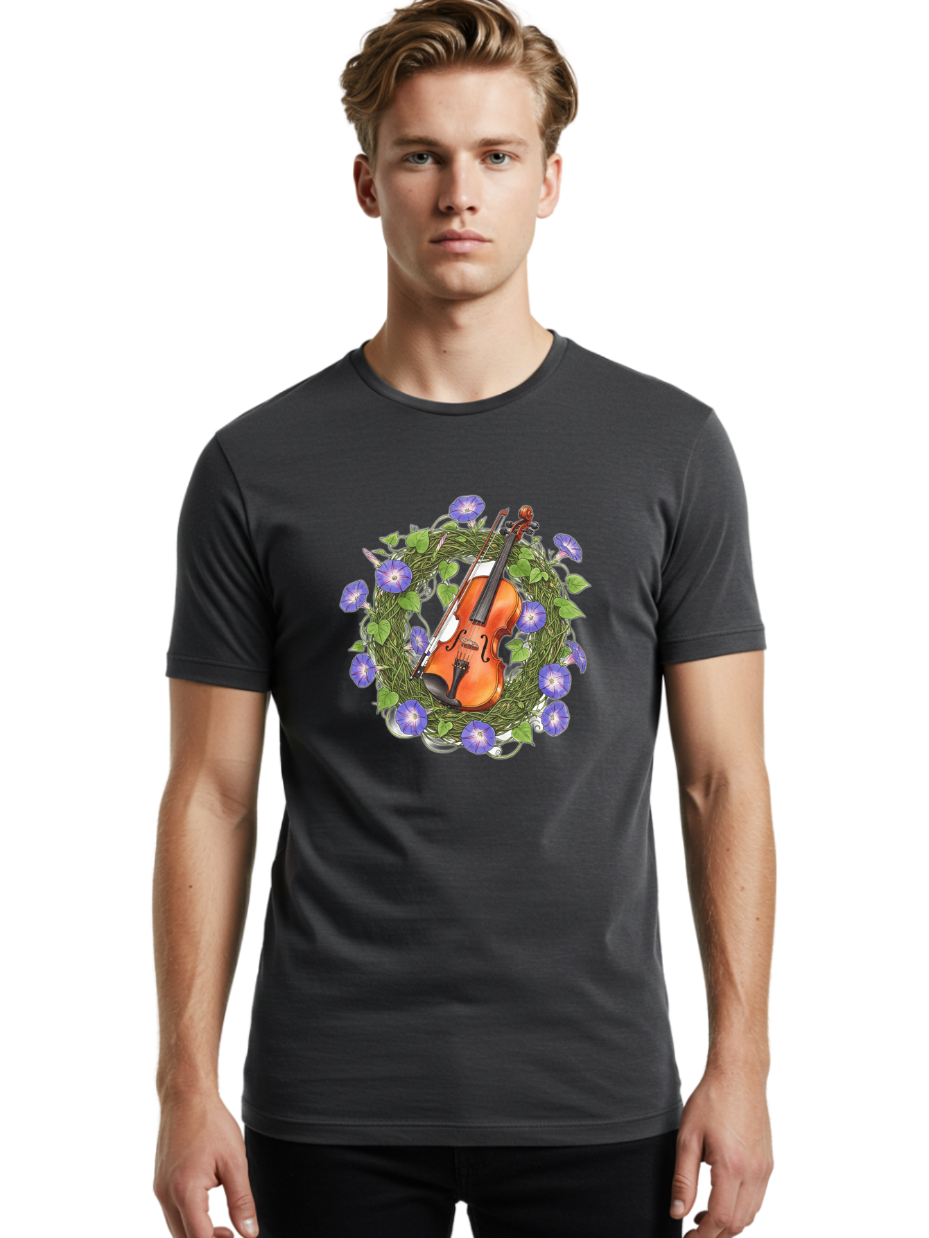 Violin-Wreath Men'S Graphic Tee, 100% Cotton, Comfortable Casual Summer Wear, Machine Washable, Vintage Camera, Old Camera, Antique Camera, Black Camera, Classic Photography, Photography Equipment, Nostalgic Device, Film Camera, Camera Art Baj864