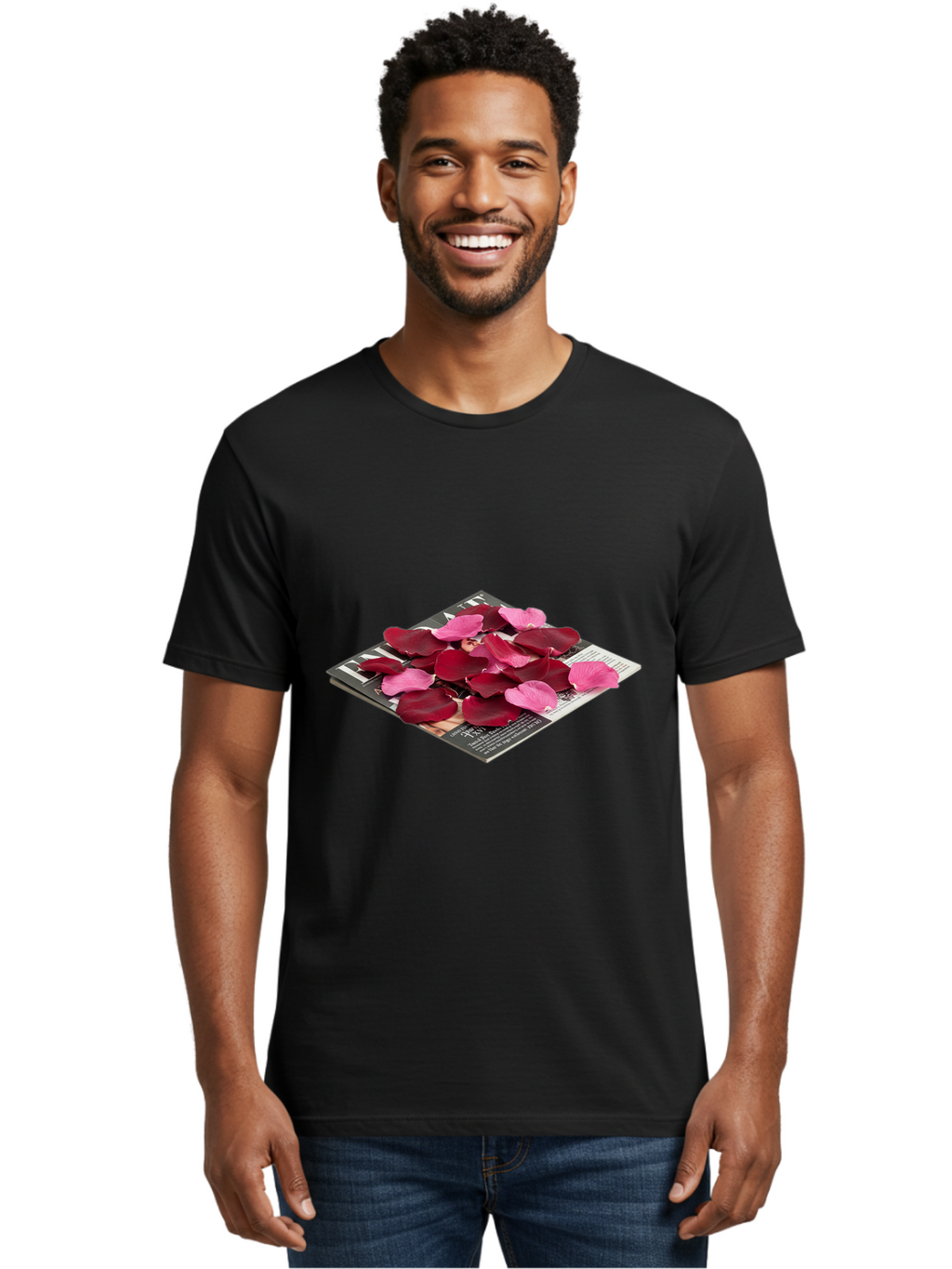 Vogue-Magazine-With-Rose-Petals Men'S Graphic Tee, 100% Cotton, Comfortable Casual Summer Wear, Machine Washable, Vintage Camera, Old Camera, Antique Camera, Black Camera, Classic Photography, Photography Equipment, Nostalgic Device, Baj866