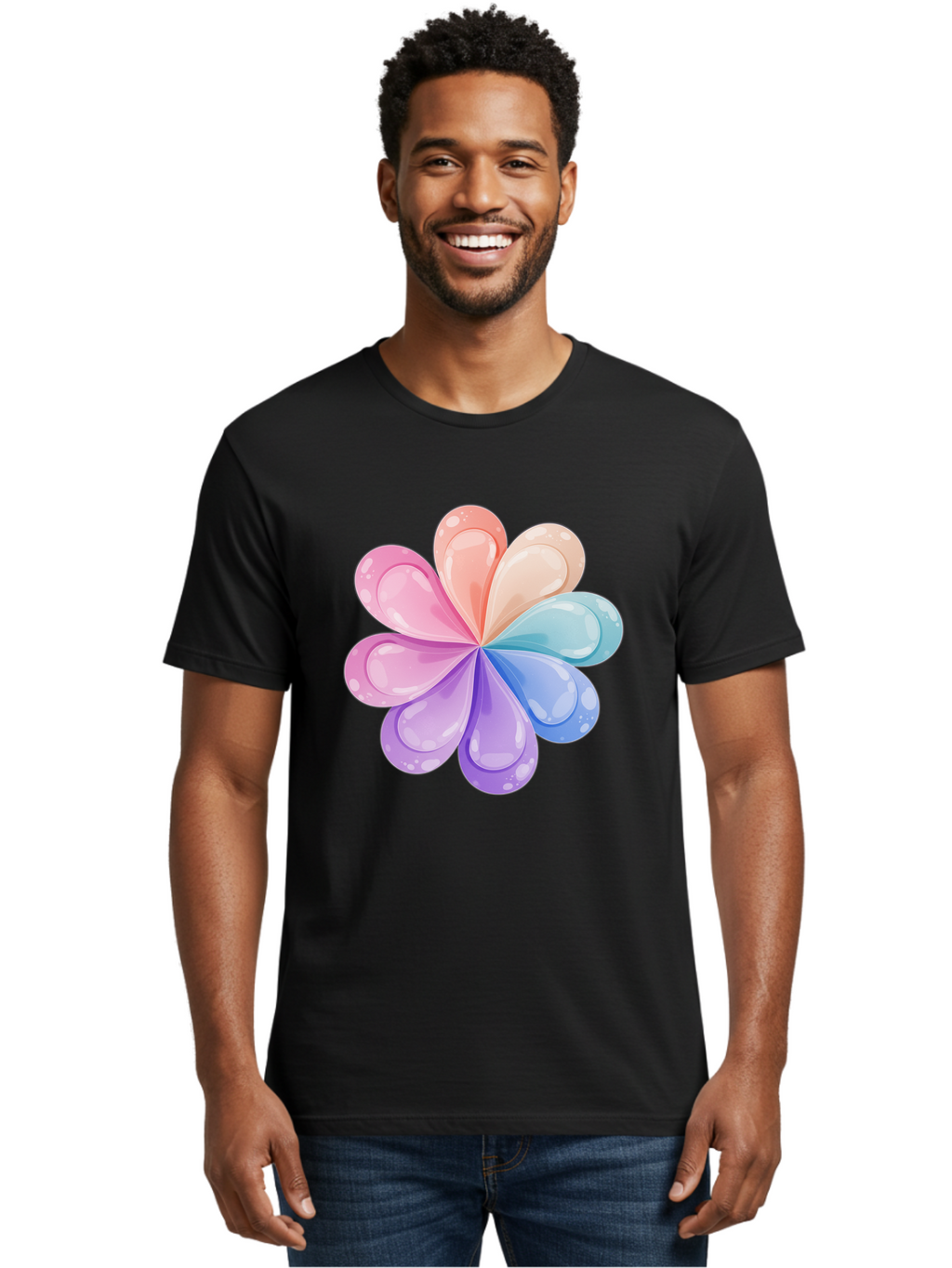 Water-Droplet-Flower Men'S Graphic Tee, 100% Cotton, Comfortable Casual Summer Wear, Machine Washable, Vintage Camera, Old Camera, Antique Camera, Black Camera, Classic Photography, Photography Equipment, Nostalgic Device, Film Camera, Baj867
