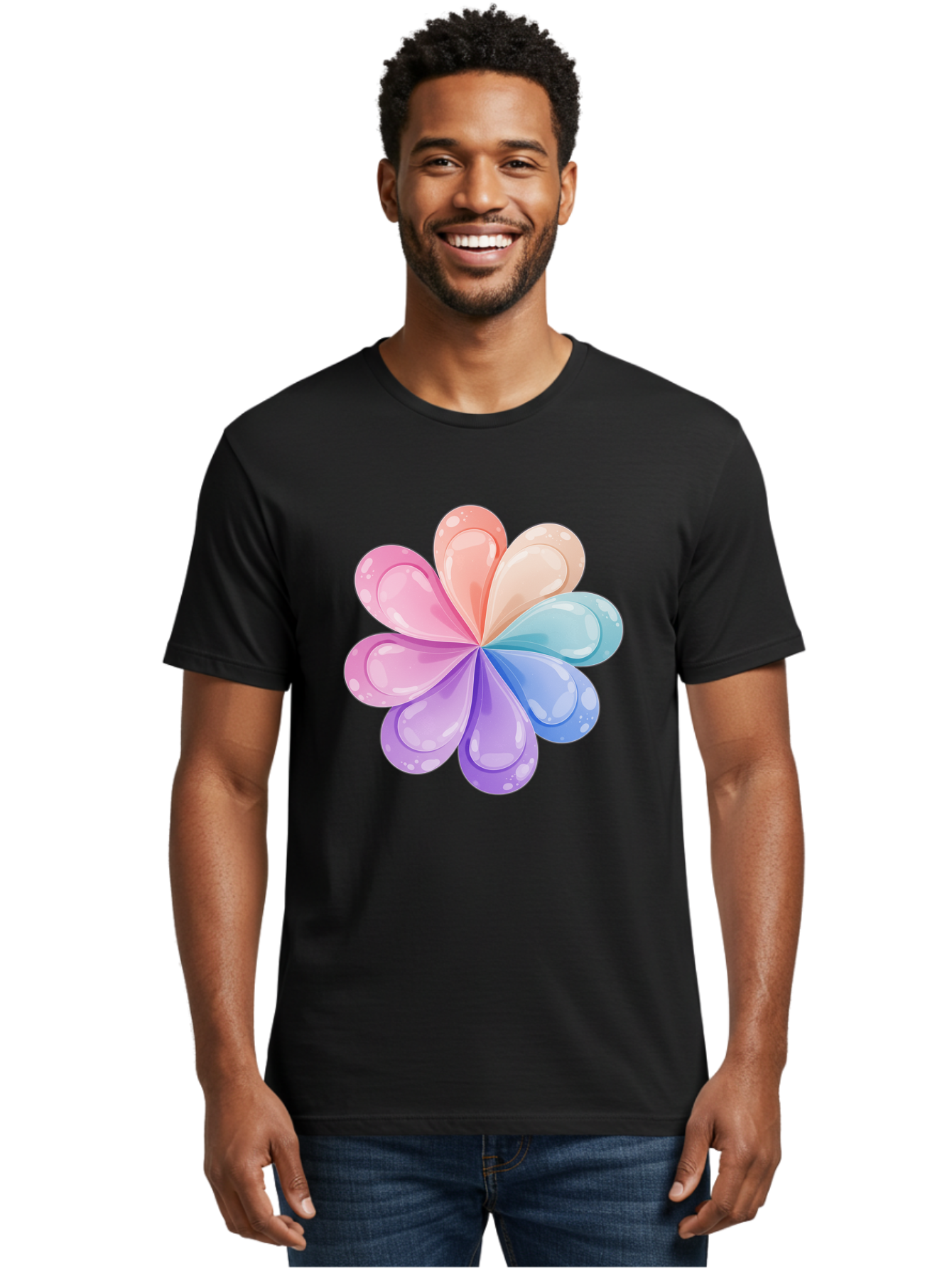 Water-Droplet-Flower Men'S Graphic Tee, 100% Cotton, Comfortable Casual Summer Wear, Machine Washable, Vintage Camera, Old Camera, Antique Camera, Black Camera, Classic Photography, Photography Equipment, Nostalgic Device, Film Camera, Baj867