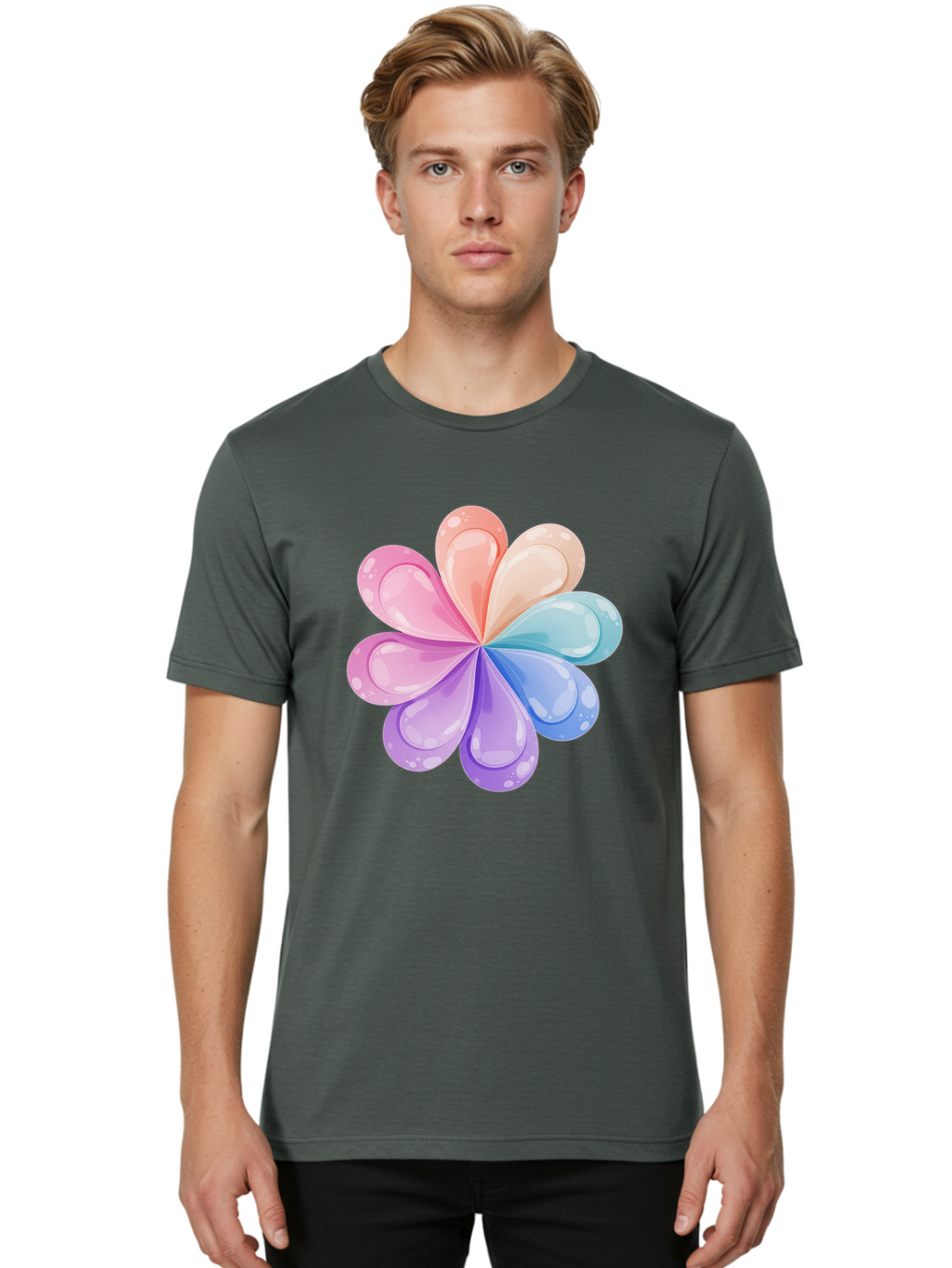 Water-Droplet-Flower Men'S Graphic Tee, 100% Cotton, Comfortable Casual Summer Wear, Machine Washable, Vintage Camera, Old Camera, Antique Camera, Black Camera, Classic Photography, Photography Equipment, Nostalgic Device, Film Camera, Baj867