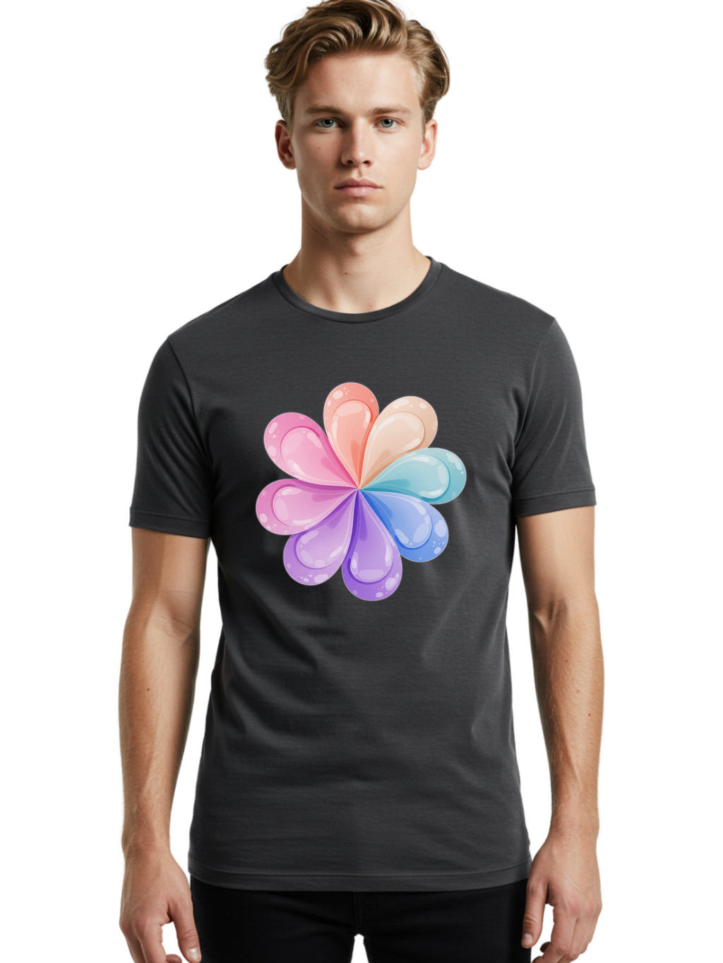 Water-Droplet-Flower Men'S Graphic Tee, 100% Cotton, Comfortable Casual Summer Wear, Machine Washable, Vintage Camera, Old Camera, Antique Camera, Black Camera, Classic Photography, Photography Equipment, Nostalgic Device, Film Camera, Baj867