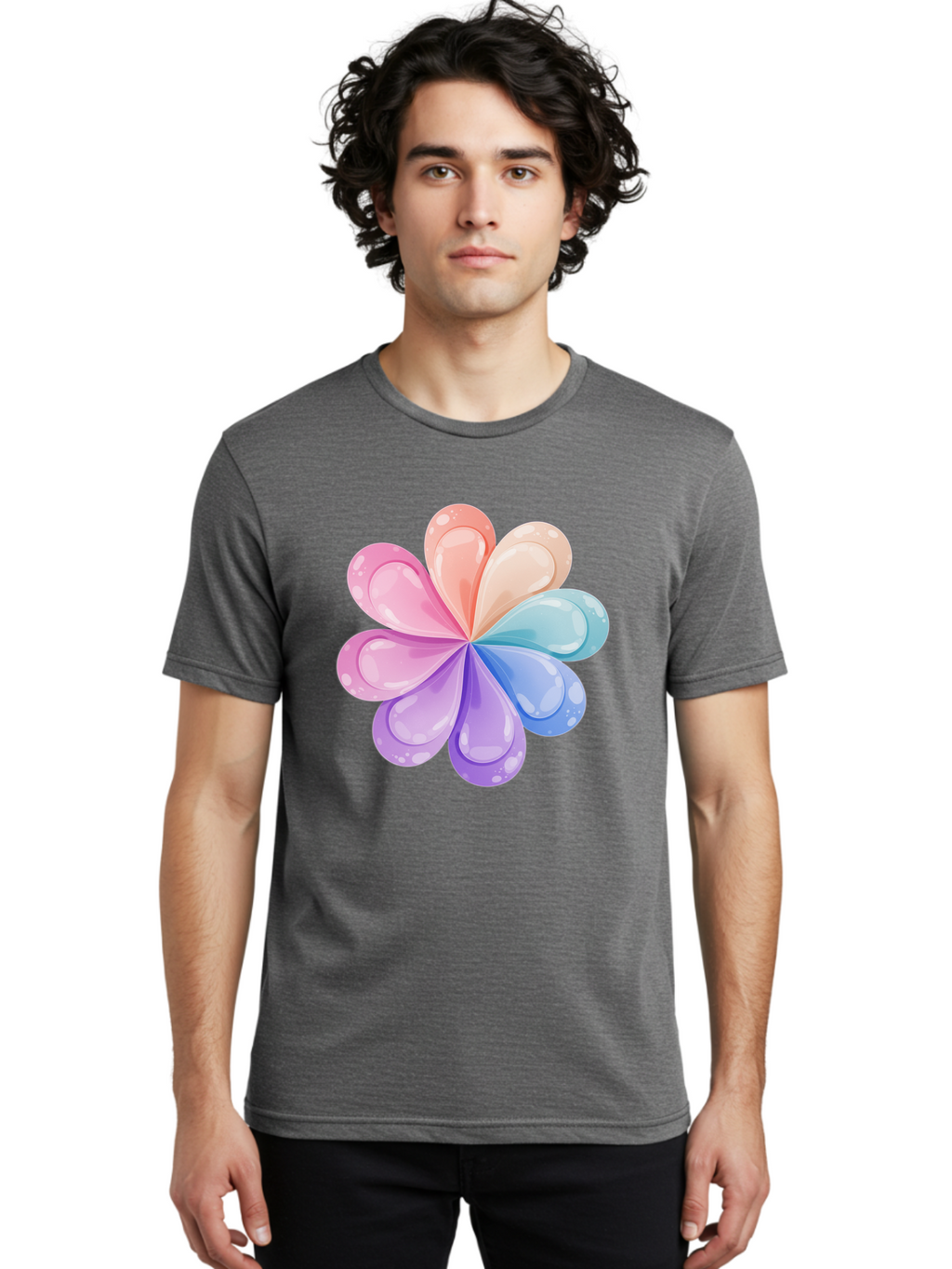 Water-Droplet-Flower Men'S Graphic Tee, 100% Cotton, Comfortable Casual Summer Wear, Machine Washable, Vintage Camera, Old Camera, Antique Camera, Black Camera, Classic Photography, Photography Equipment, Nostalgic Device, Film Camera, Baj867