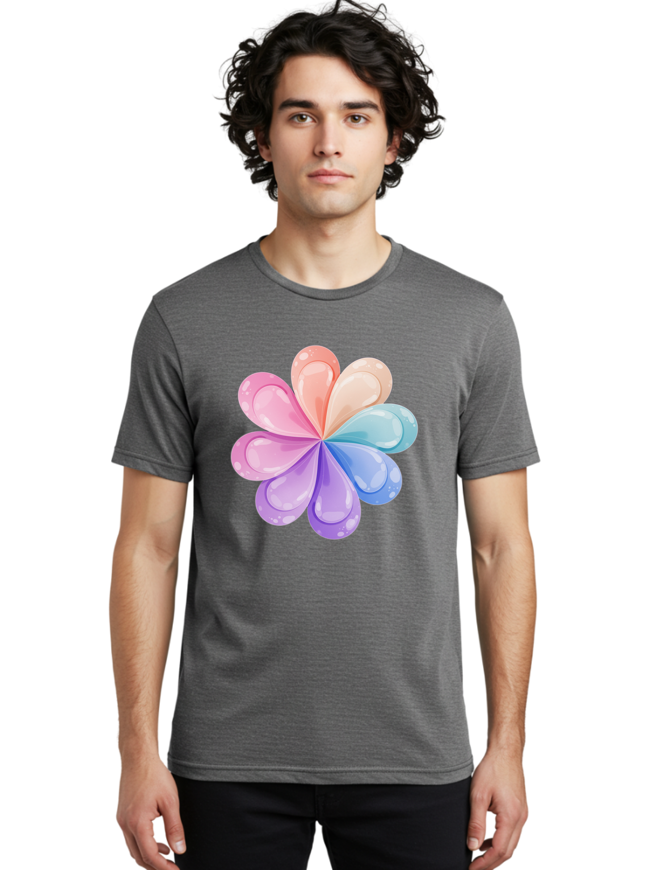 Water-Droplet-Flower Men'S Graphic Tee, 100% Cotton, Comfortable Casual Summer Wear, Machine Washable, Vintage Camera, Old Camera, Antique Camera, Black Camera, Classic Photography, Photography Equipment, Nostalgic Device, Film Camera, Baj867