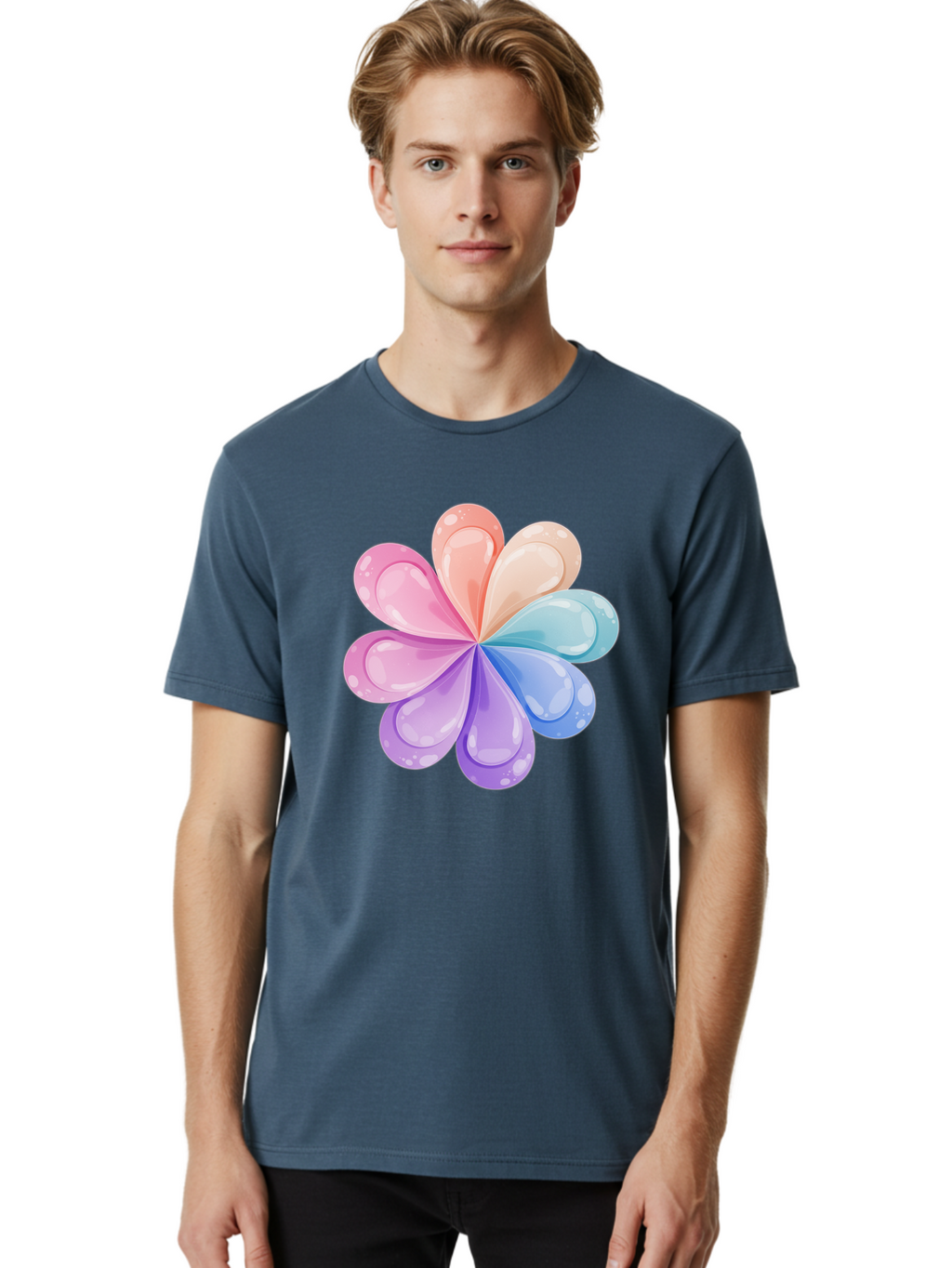 Water-Droplet-Flower Men'S Graphic Tee, 100% Cotton, Comfortable Casual Summer Wear, Machine Washable, Vintage Camera, Old Camera, Antique Camera, Black Camera, Classic Photography, Photography Equipment, Nostalgic Device, Film Camera, Baj867